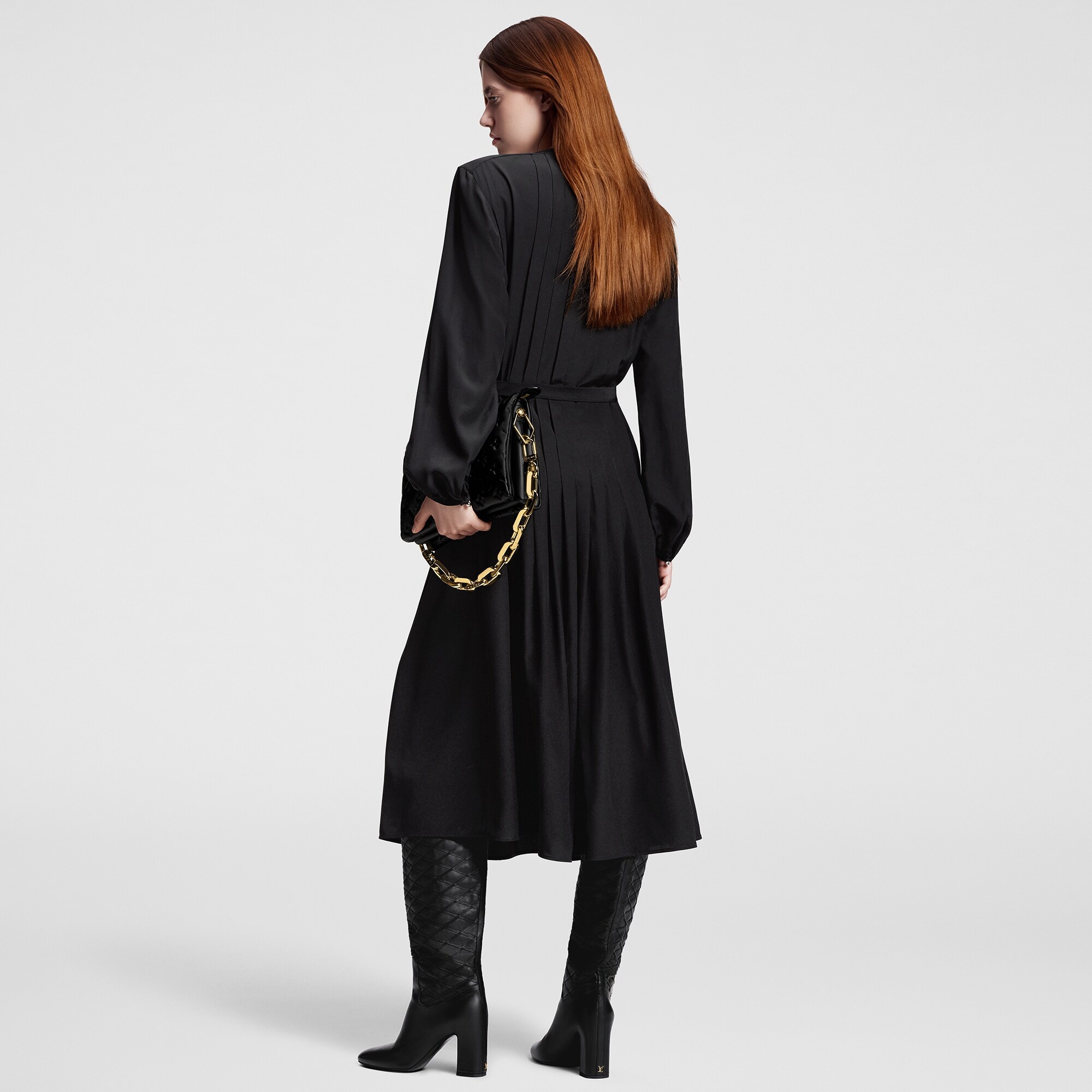 Monogram Accent Pleat Dress - 3