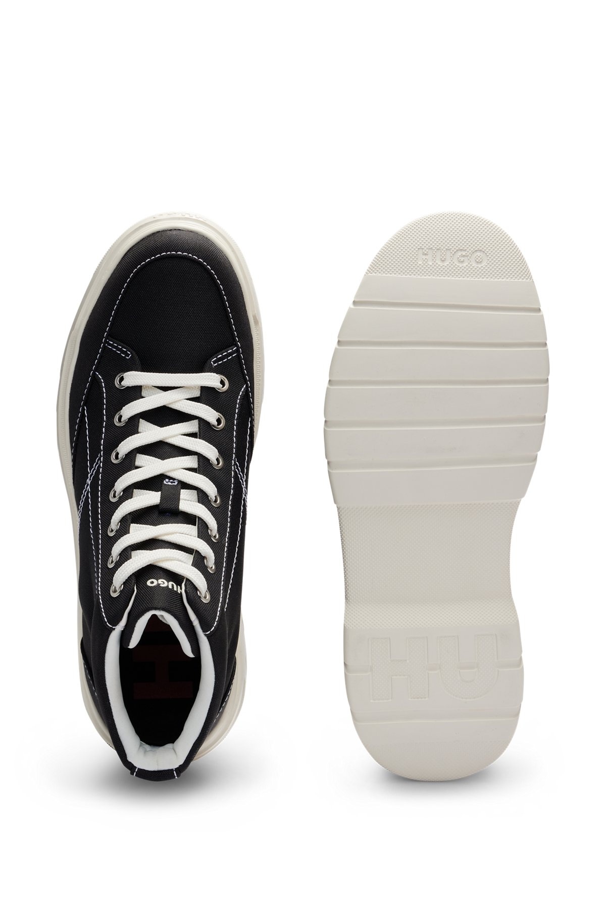HIGH-TOP TRAINERS WITH RED STACKED-LOGO BADGE - 4