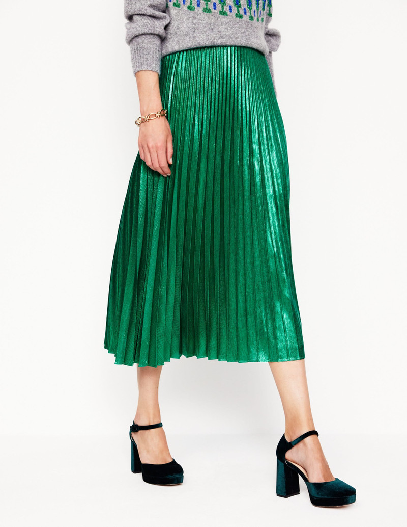 Camilla Metallic Midi Skirt-Malachite 5