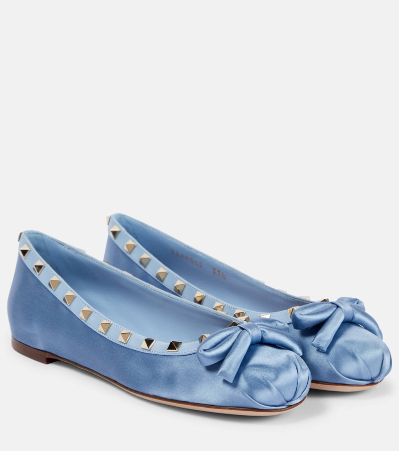 Rockstud satin ballet flats - 1