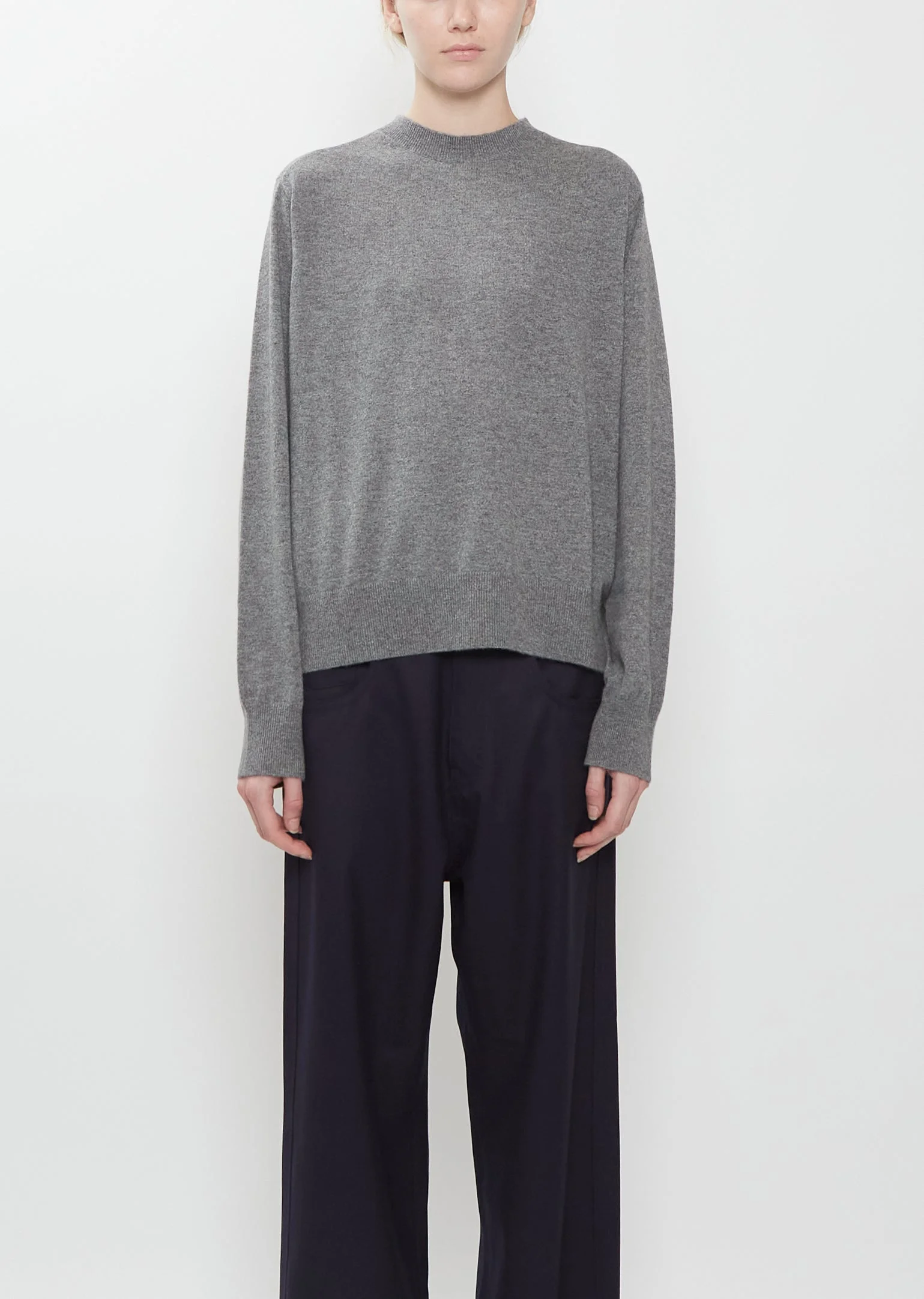 Minos Cashmere Crewneck Sweater — Metal Mélange - 1