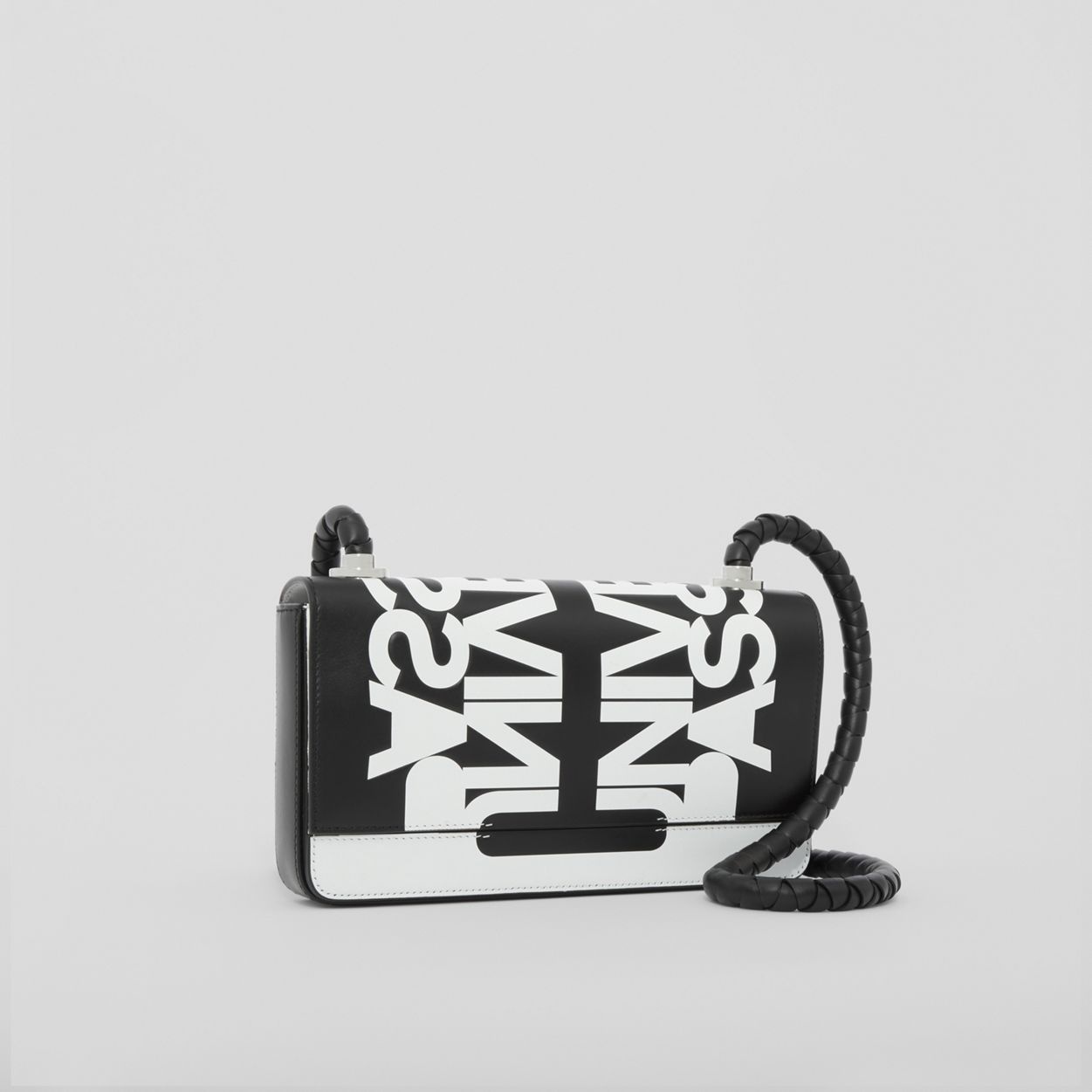 Slogan Print Leather Crossbody Bag - 9