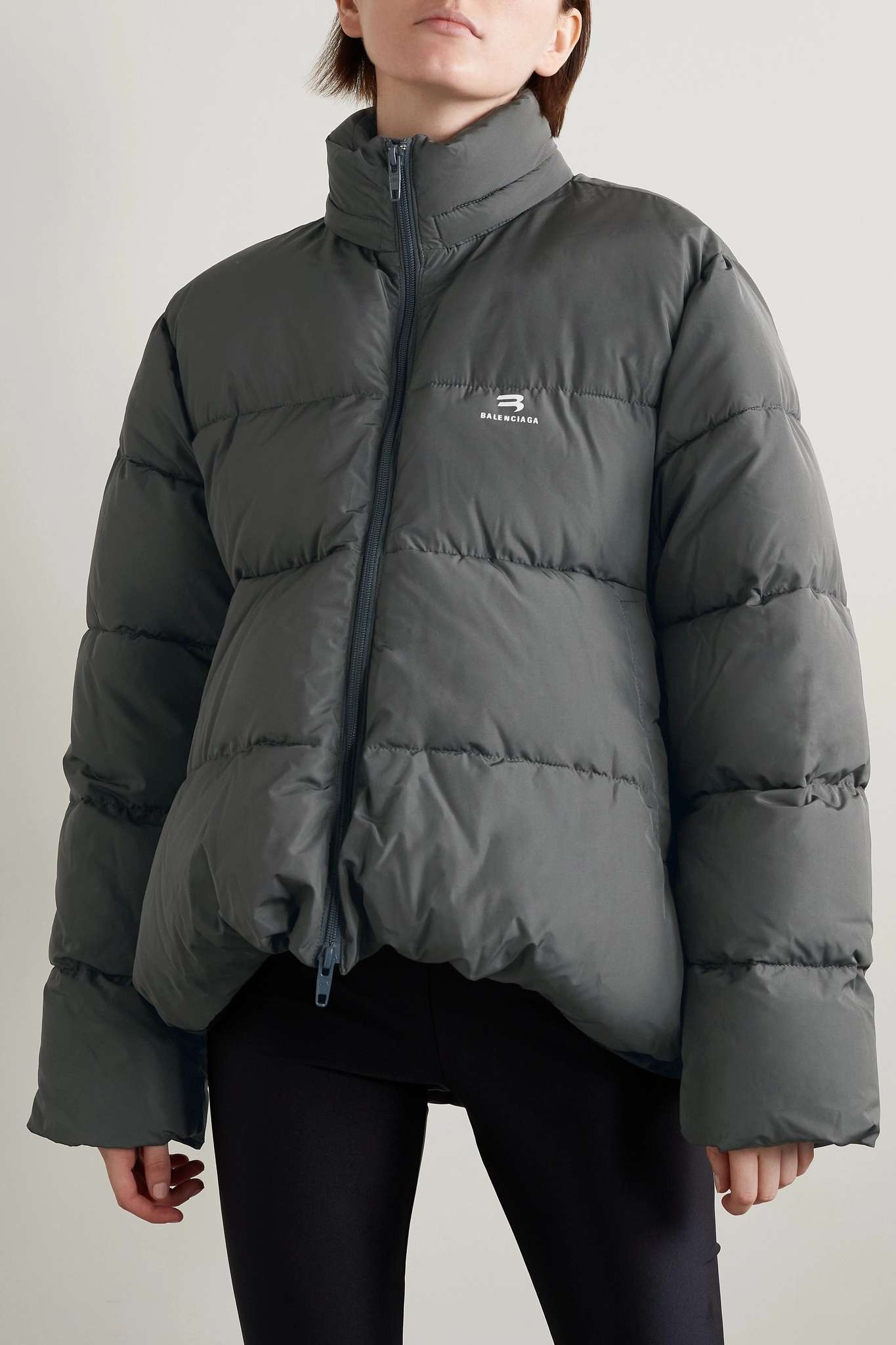 BALENCIAGA C-shape oversized hooded quilted shell jacket