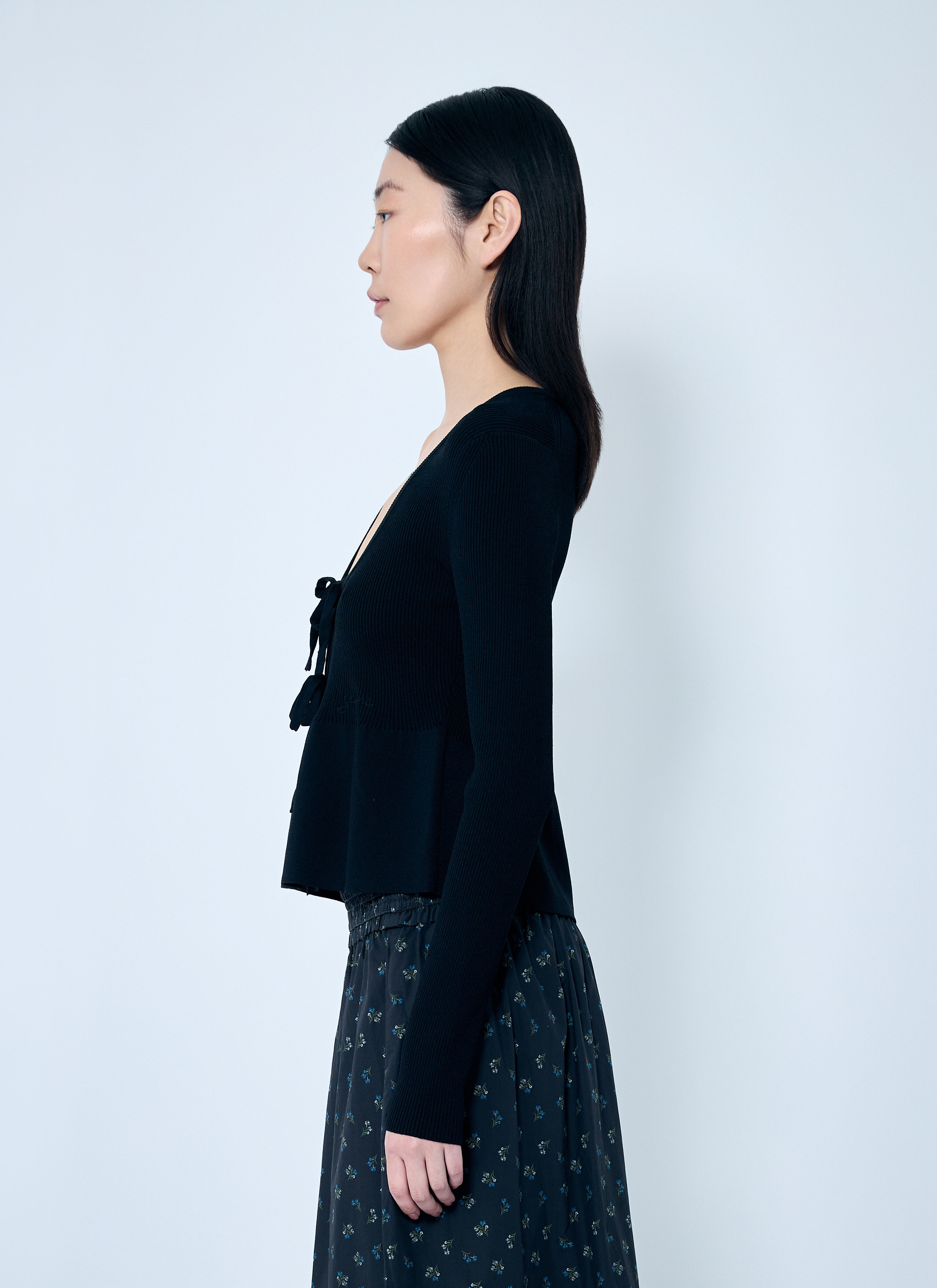 Rib Knit Tie-String Cardigan - 3