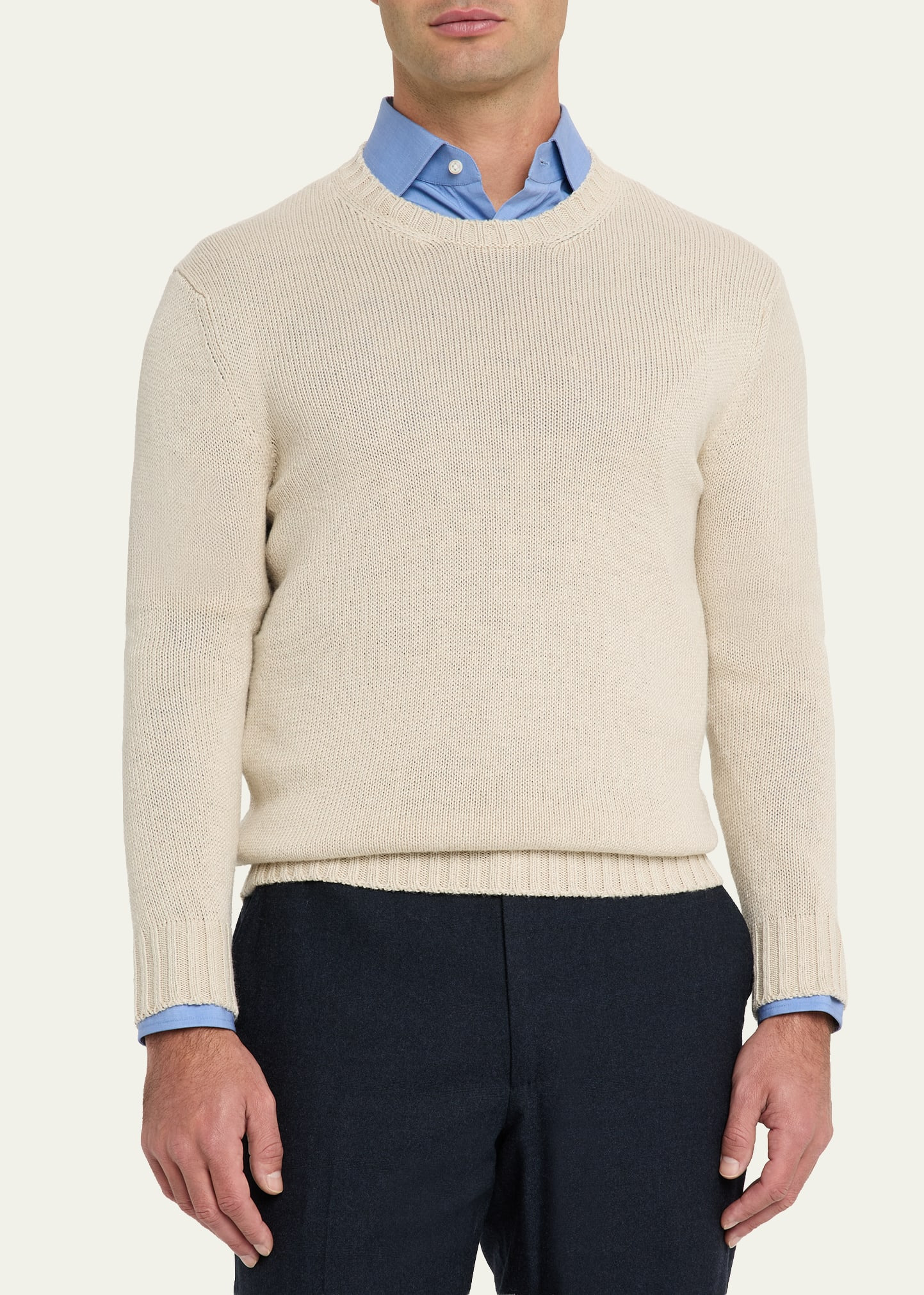 Men's Silk and Linen Knit Crewneck Sweater - 4