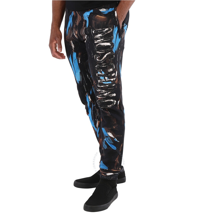 Moschino Men's Brown Painted Logo Cotton-jersey Trousers - 5