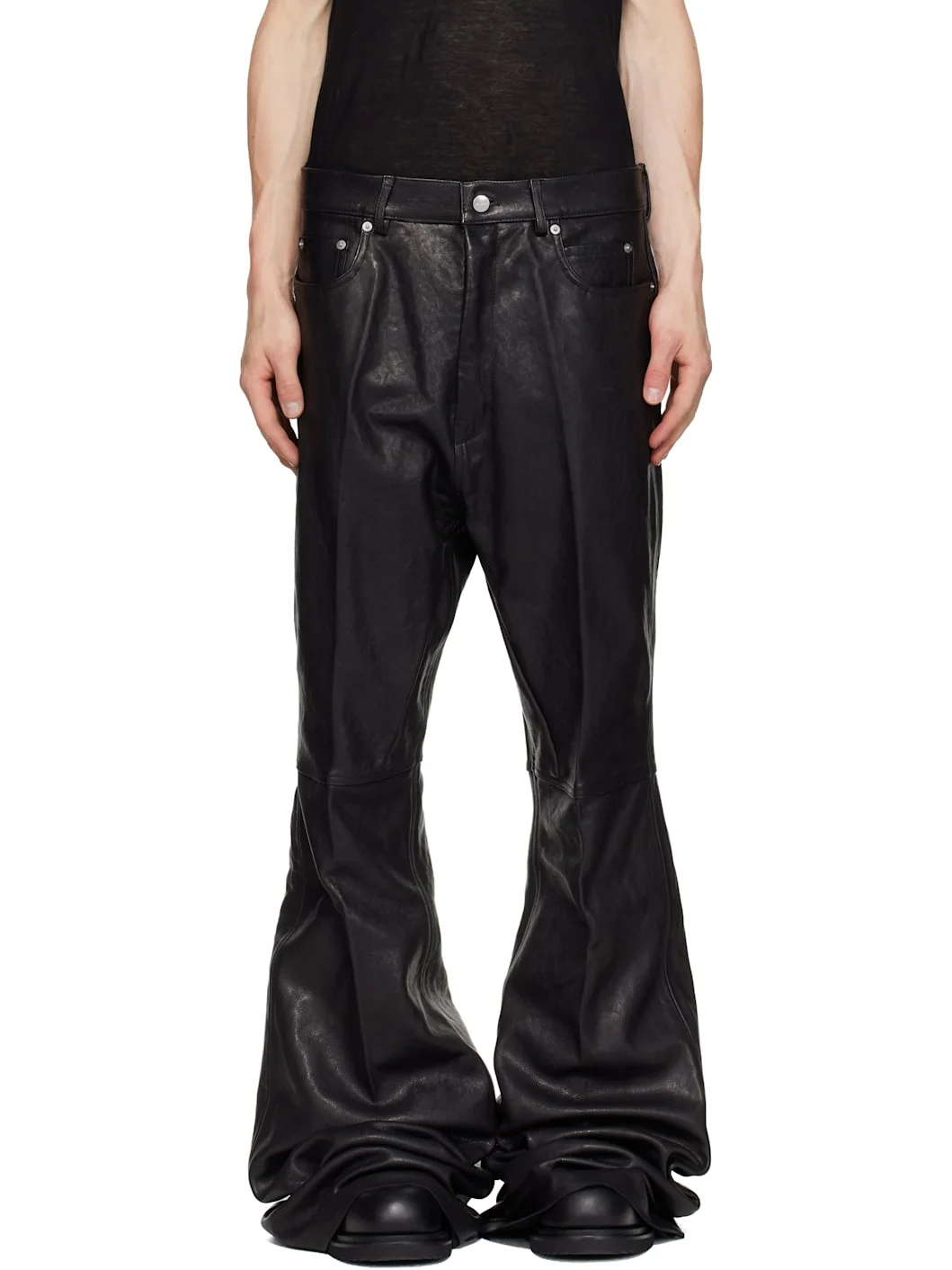 Black Tower Bolan Bootcut Leather Pants - 1