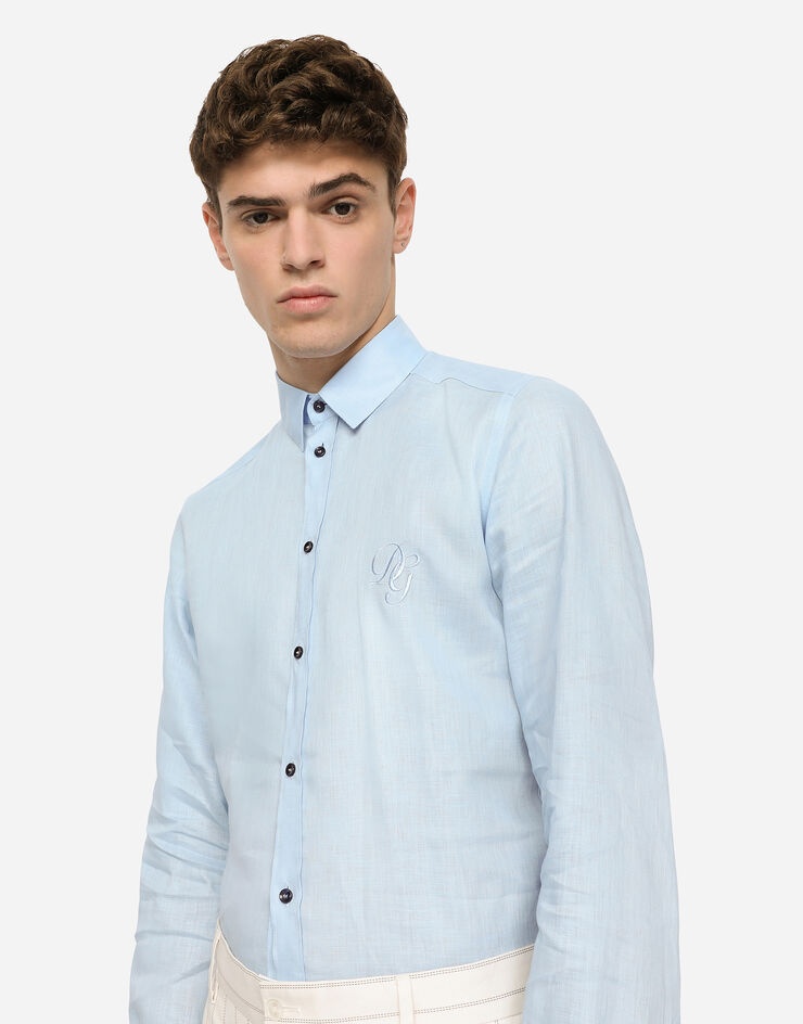 Linen Martini-fit shirt with DG embroidery - 4