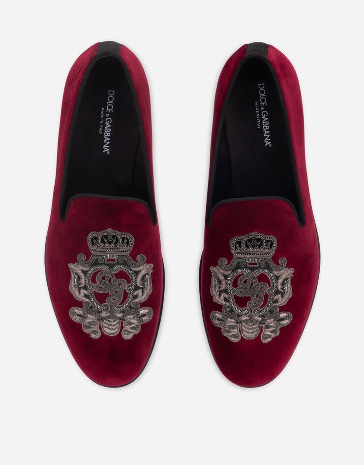 Velvet slippers with coat of arms embroidery - 4