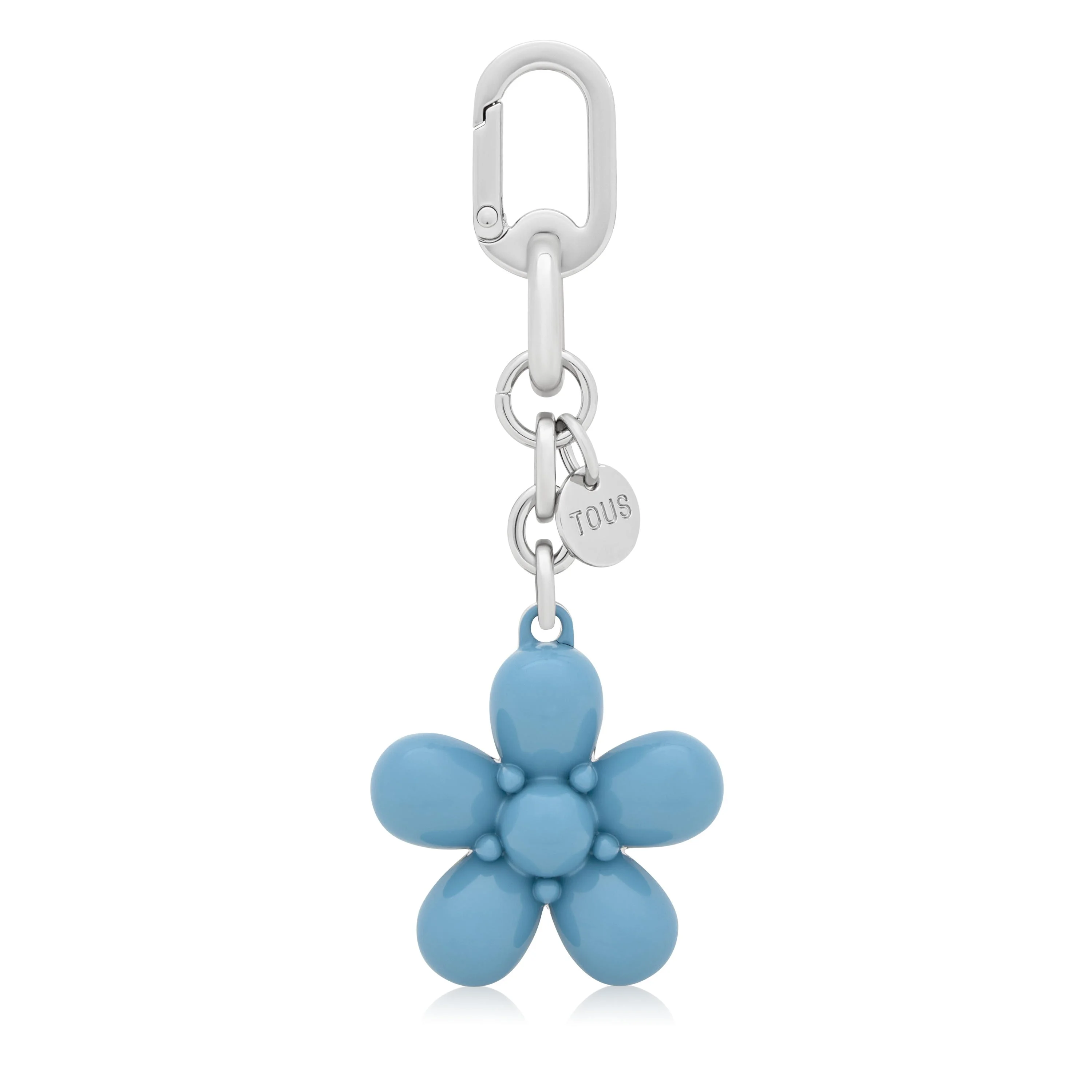 Sky blue Key ring Puffed Daisy Flower - 1