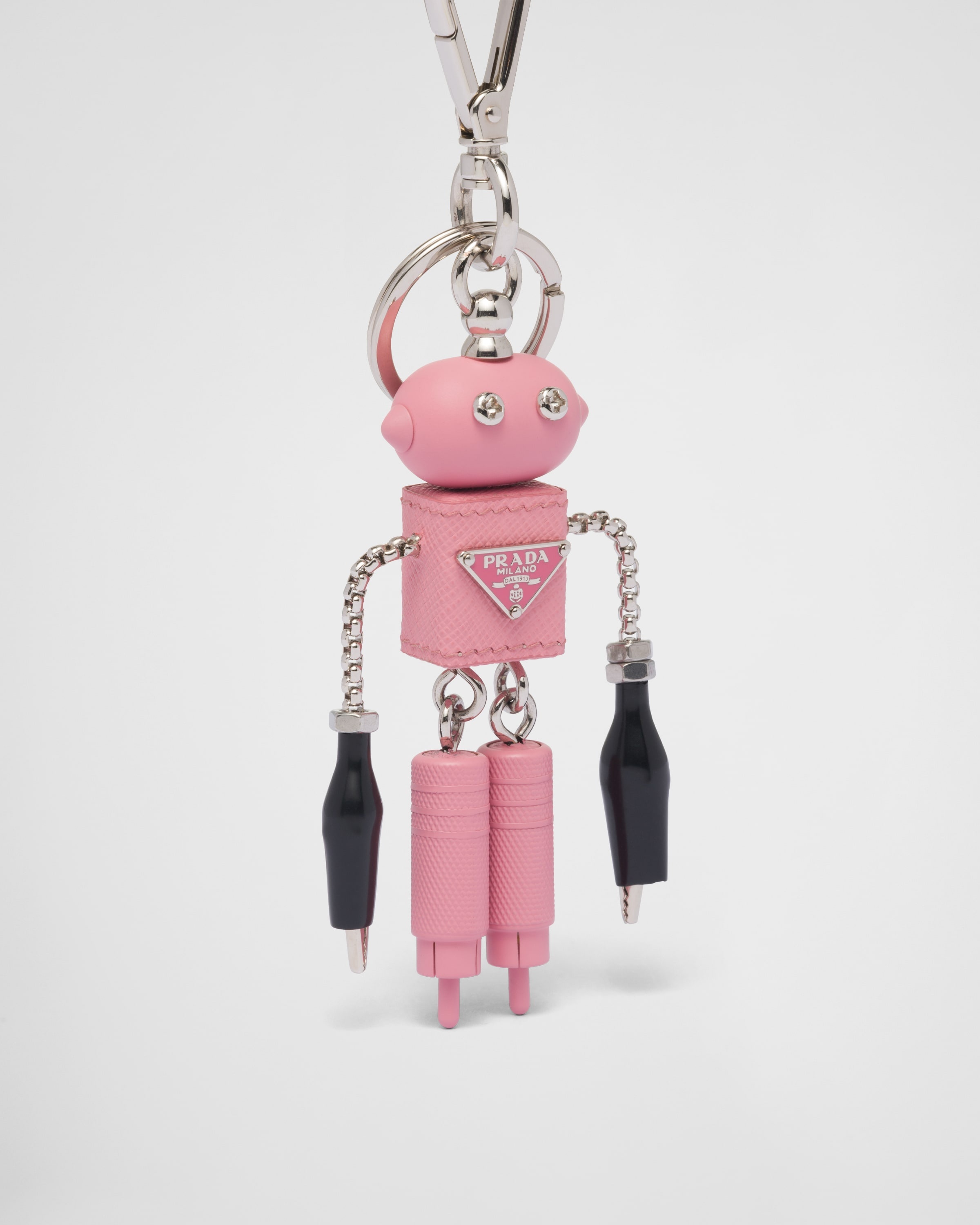 Saffiano leather robot trick keychain - 2