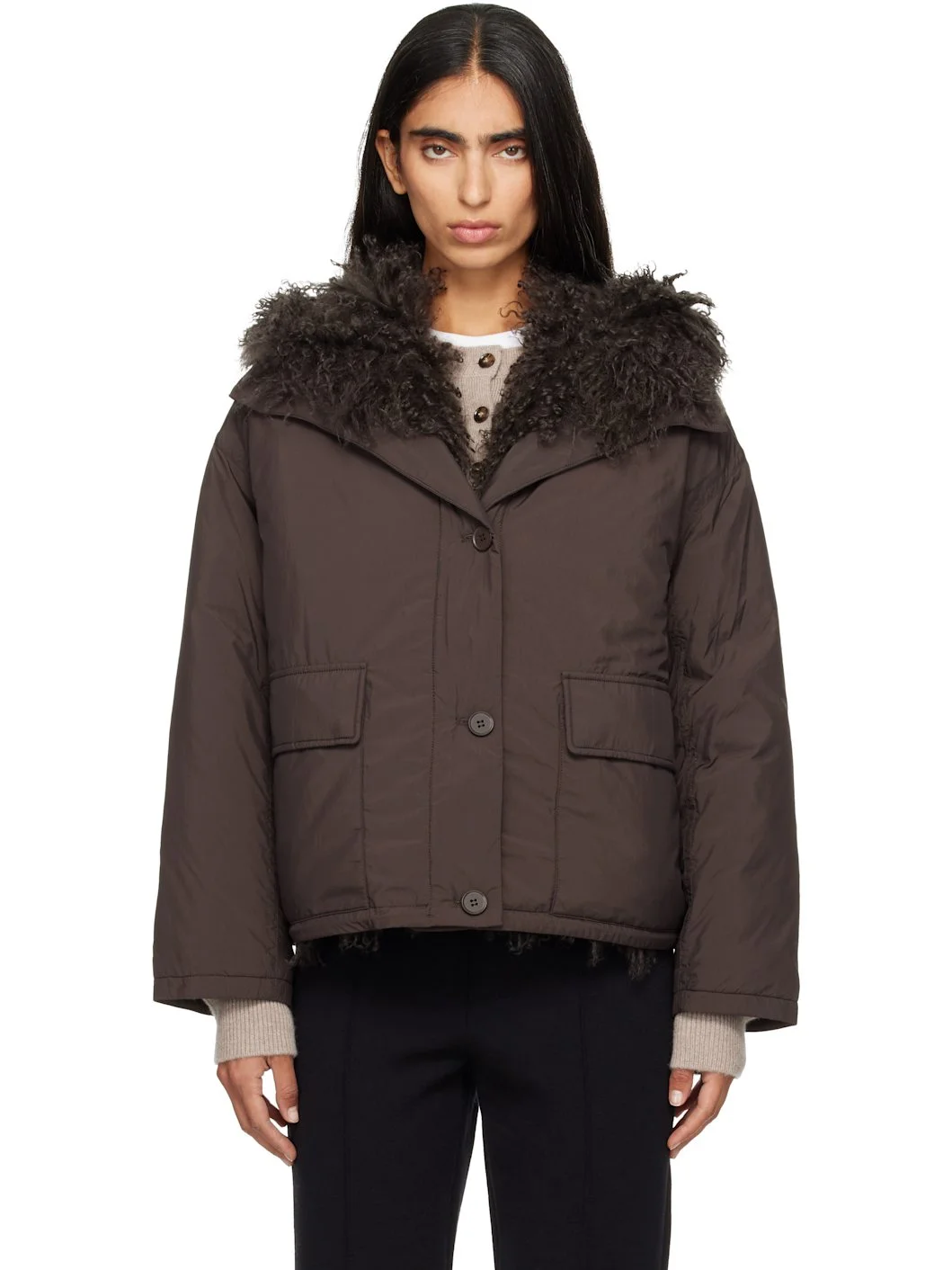 Brown Short Down Jacket - 1