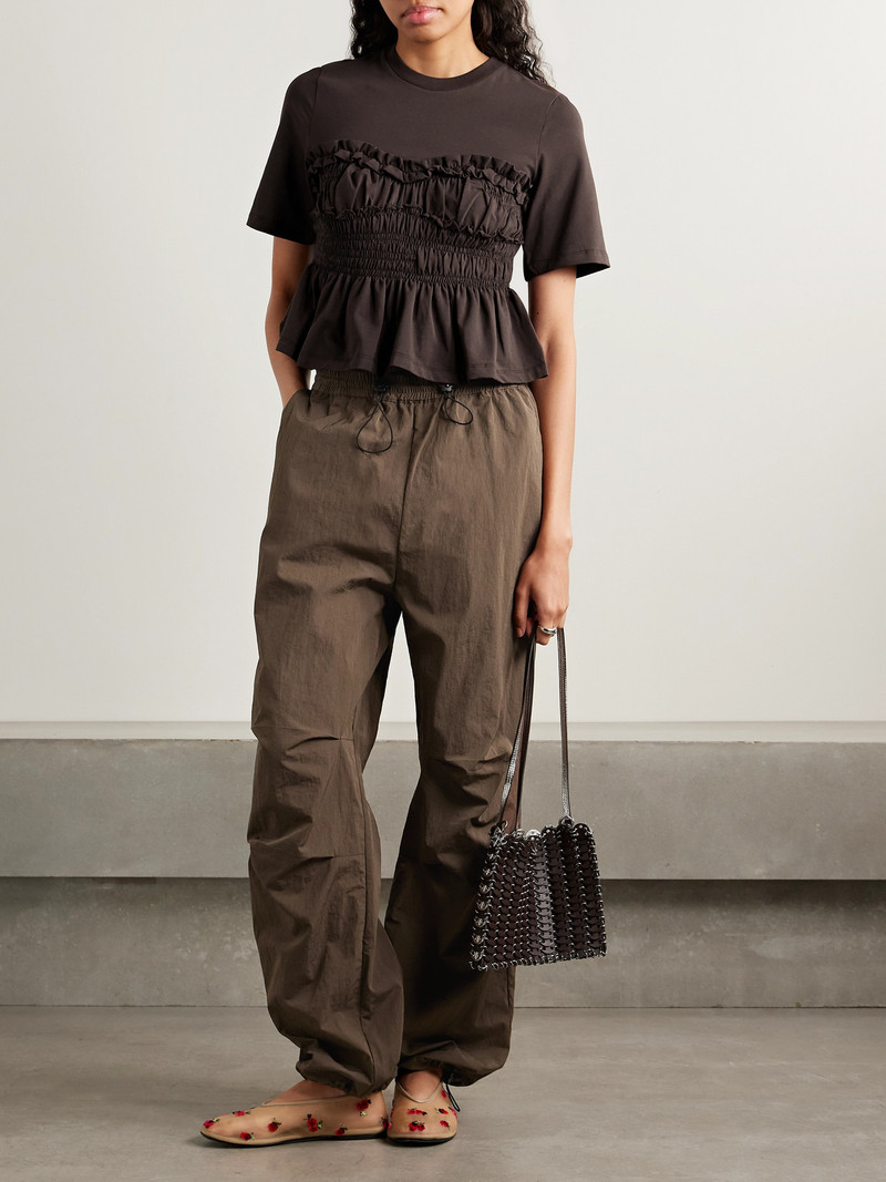 CECILIE BAHNSEN Vilde Ruffled Shirred Cotton-jersey T-shirt outlook