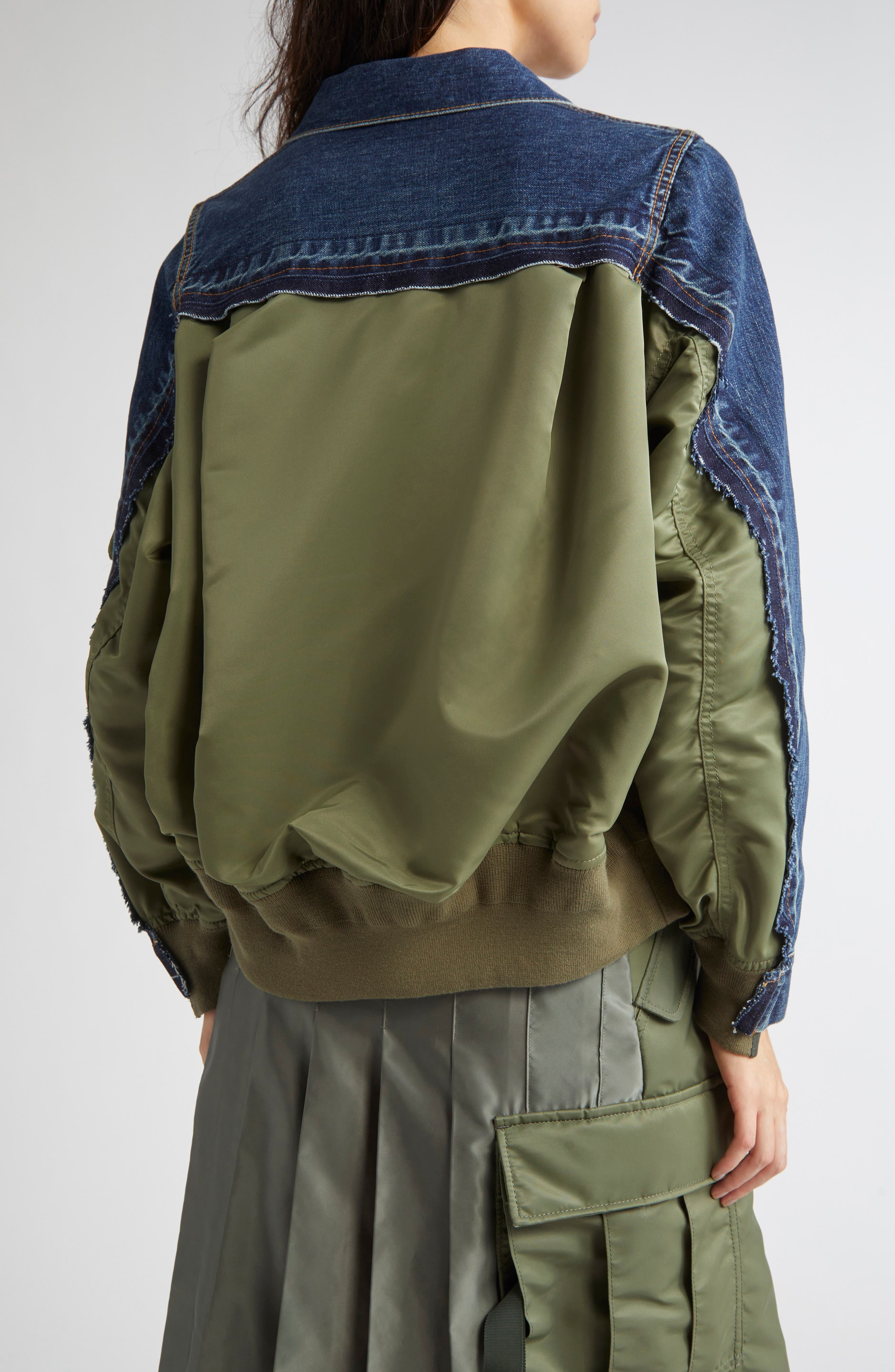 Sacai Denim & Nylon Twill Jacket in Blue 401 at Nordstrom - 3