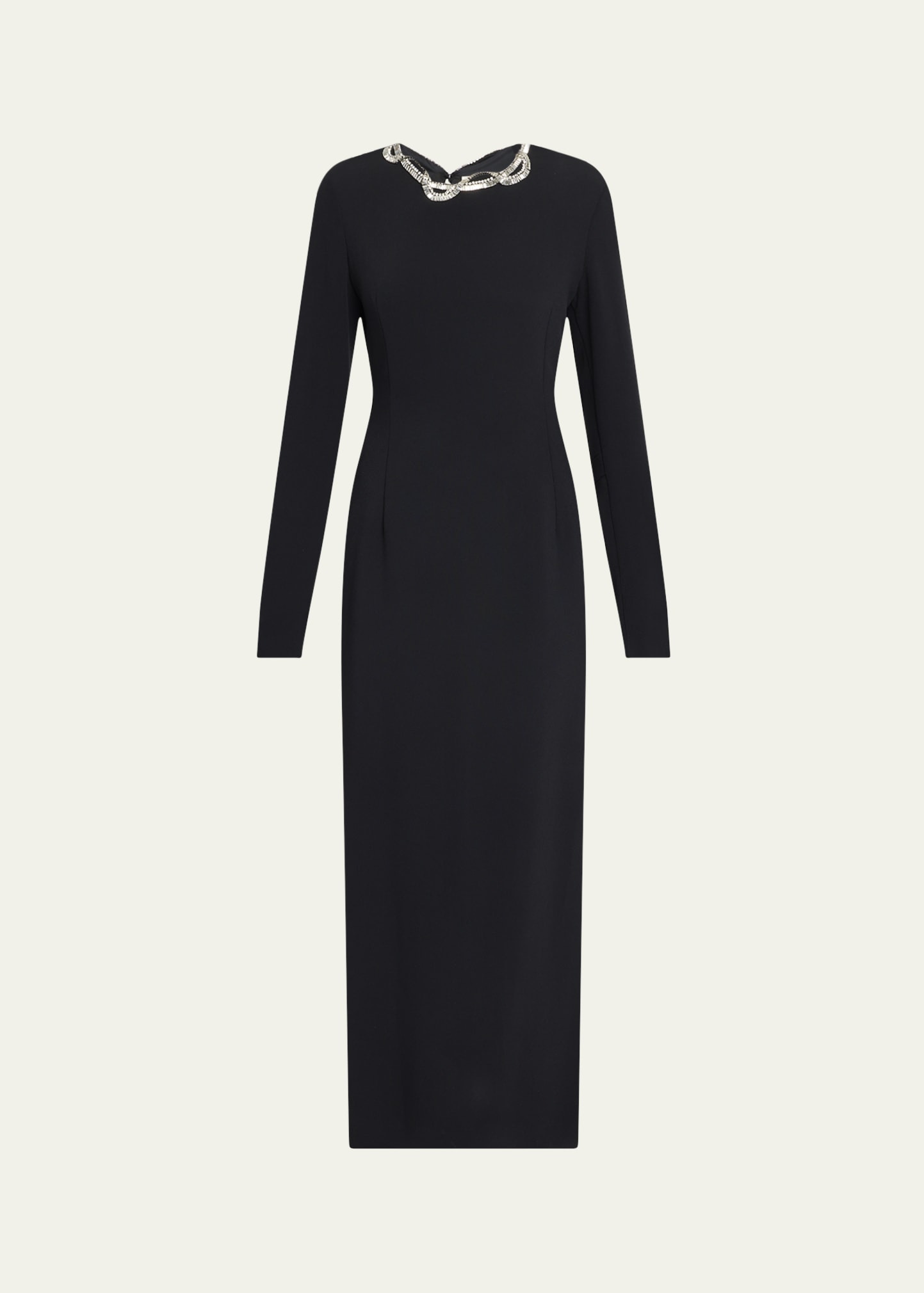 Mitsuko Crystal Long-Sleeve Maxi Dress - 1