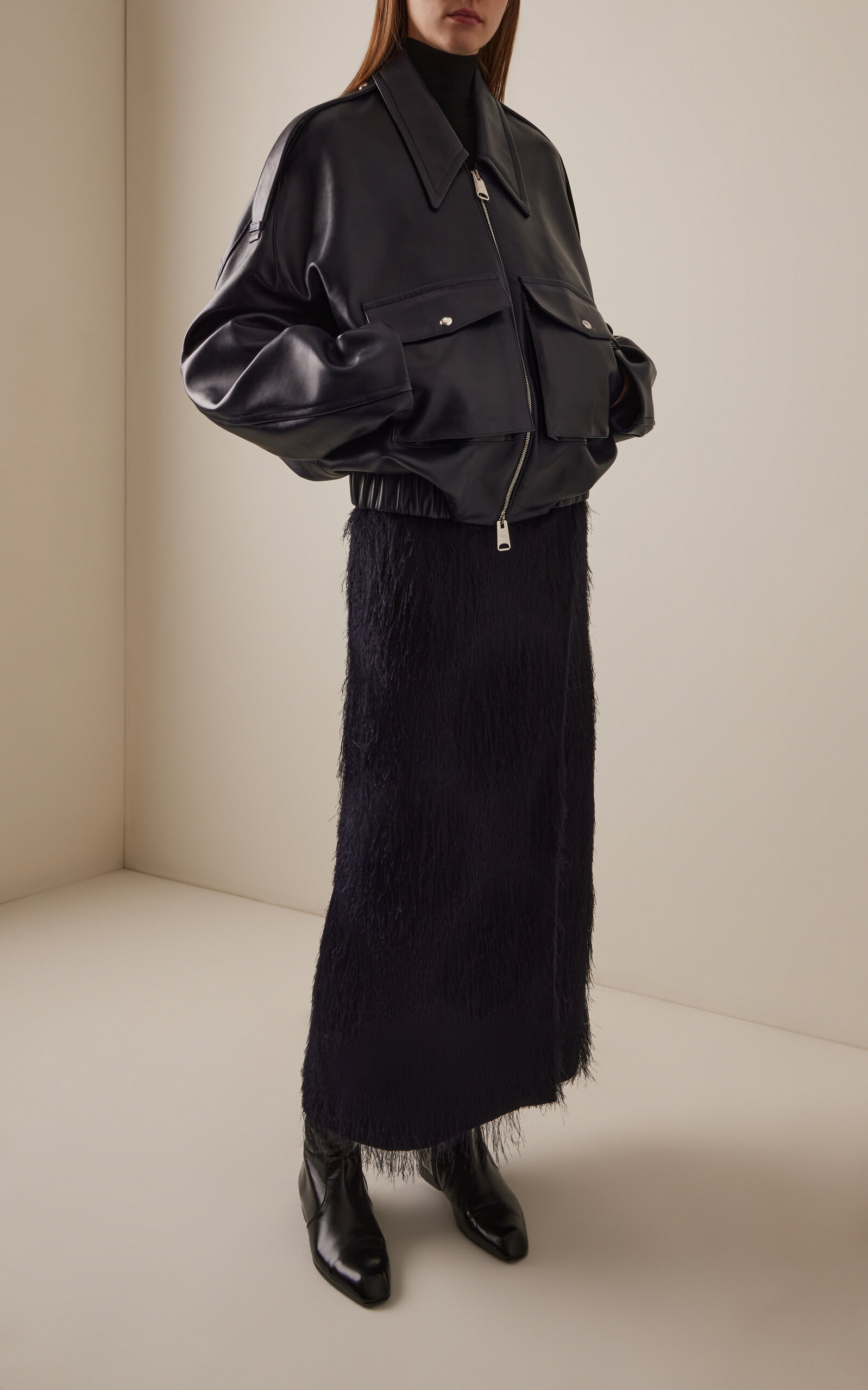 Owey Leather Jacket navy - 2
