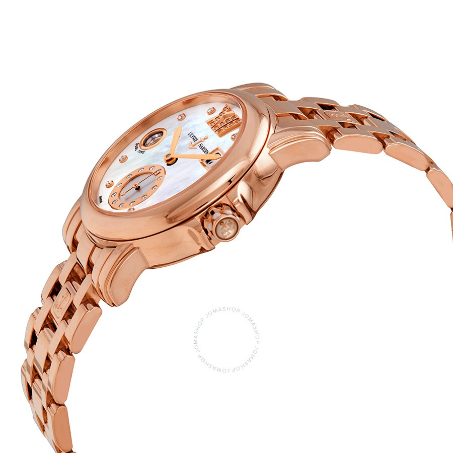 Ulysse Nardin GMT Dual Time Mother of Pearl Dial 18kt Polished Rose Gold Automatic Ladies Watch 246- - 2