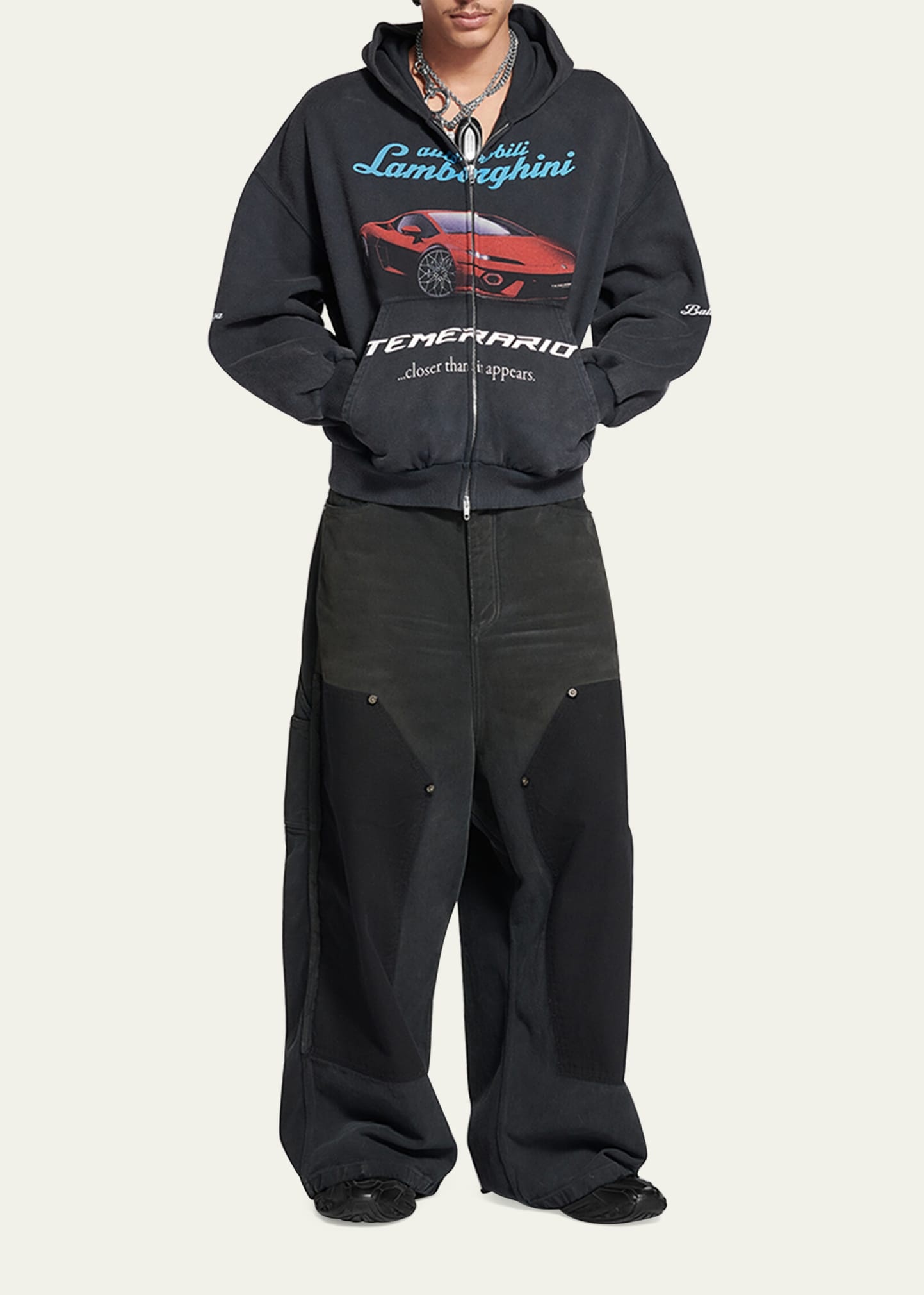 Men's Distressed Wide-Leg Carpenter Pants - 2