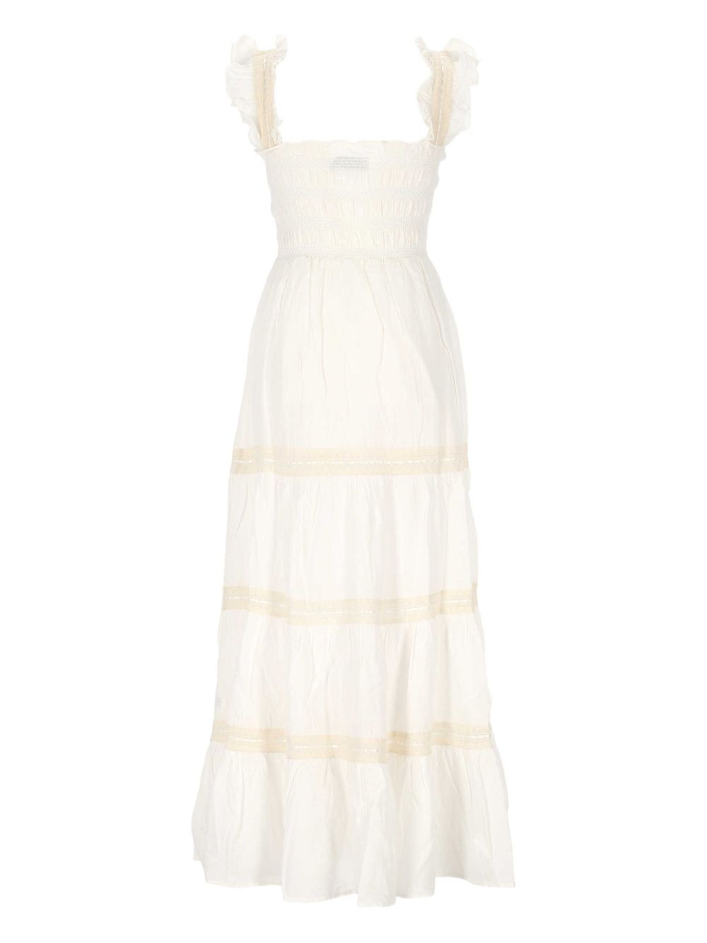 smocked tiered cotton midi dress - 2