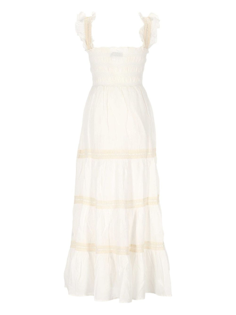 RIXO smocked tiered cotton midi dress outlook