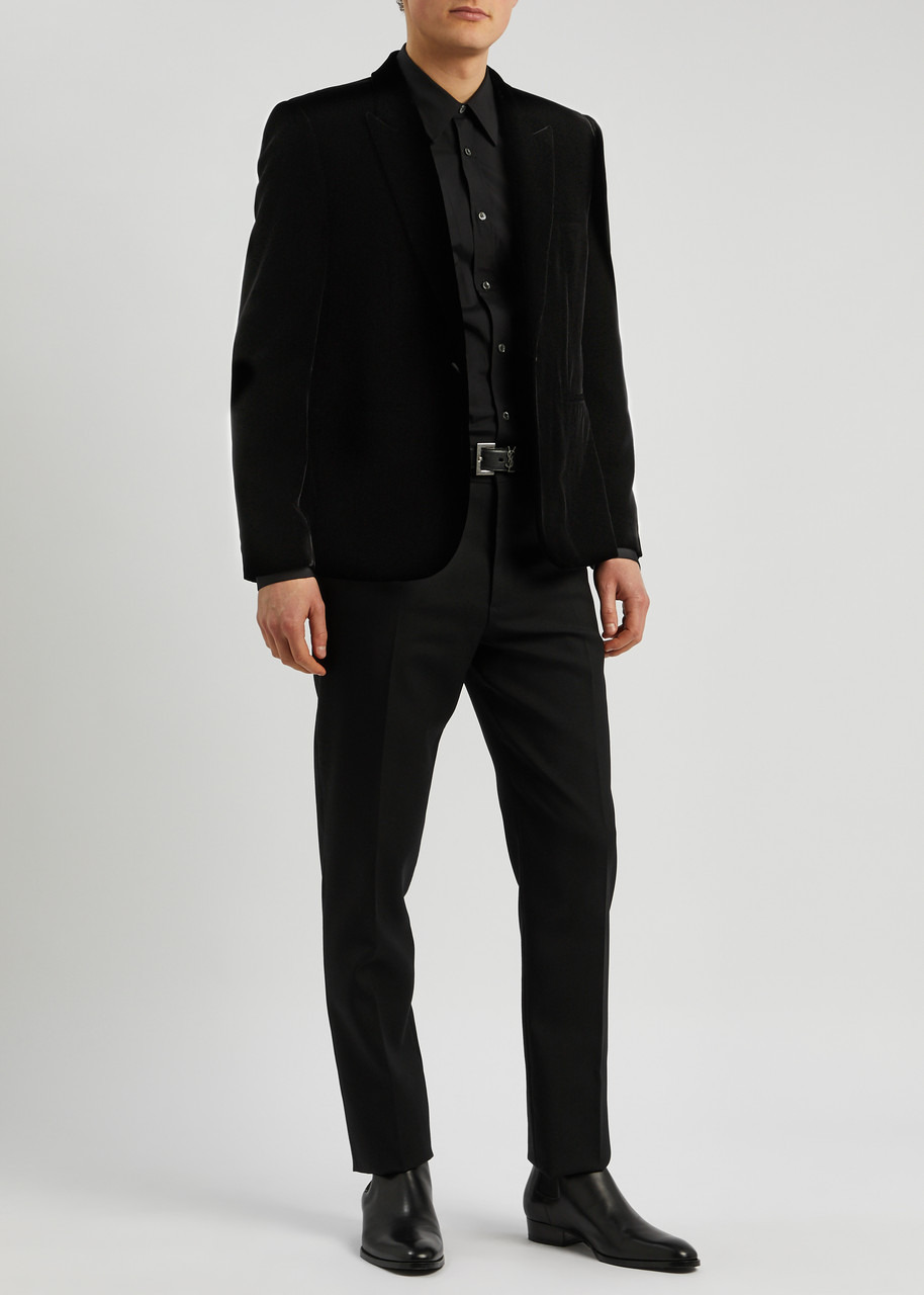 Single-breasted velvet blazer - 4