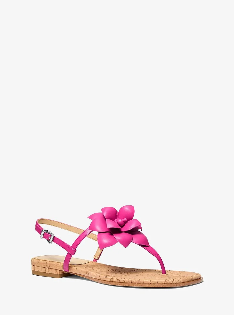 Jacie Floral Embellished Leather T-Strap Sandal - 1
