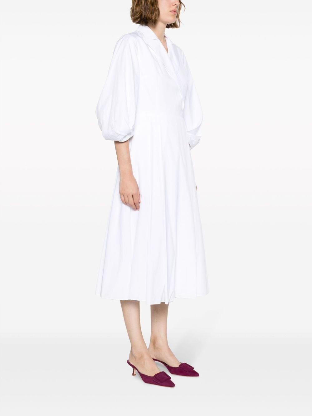 peak-lapels cotton midi dress - 3