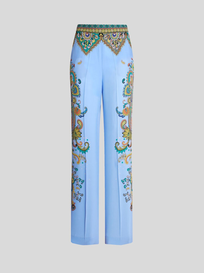 FLORAL SILK TROUSERS - 1