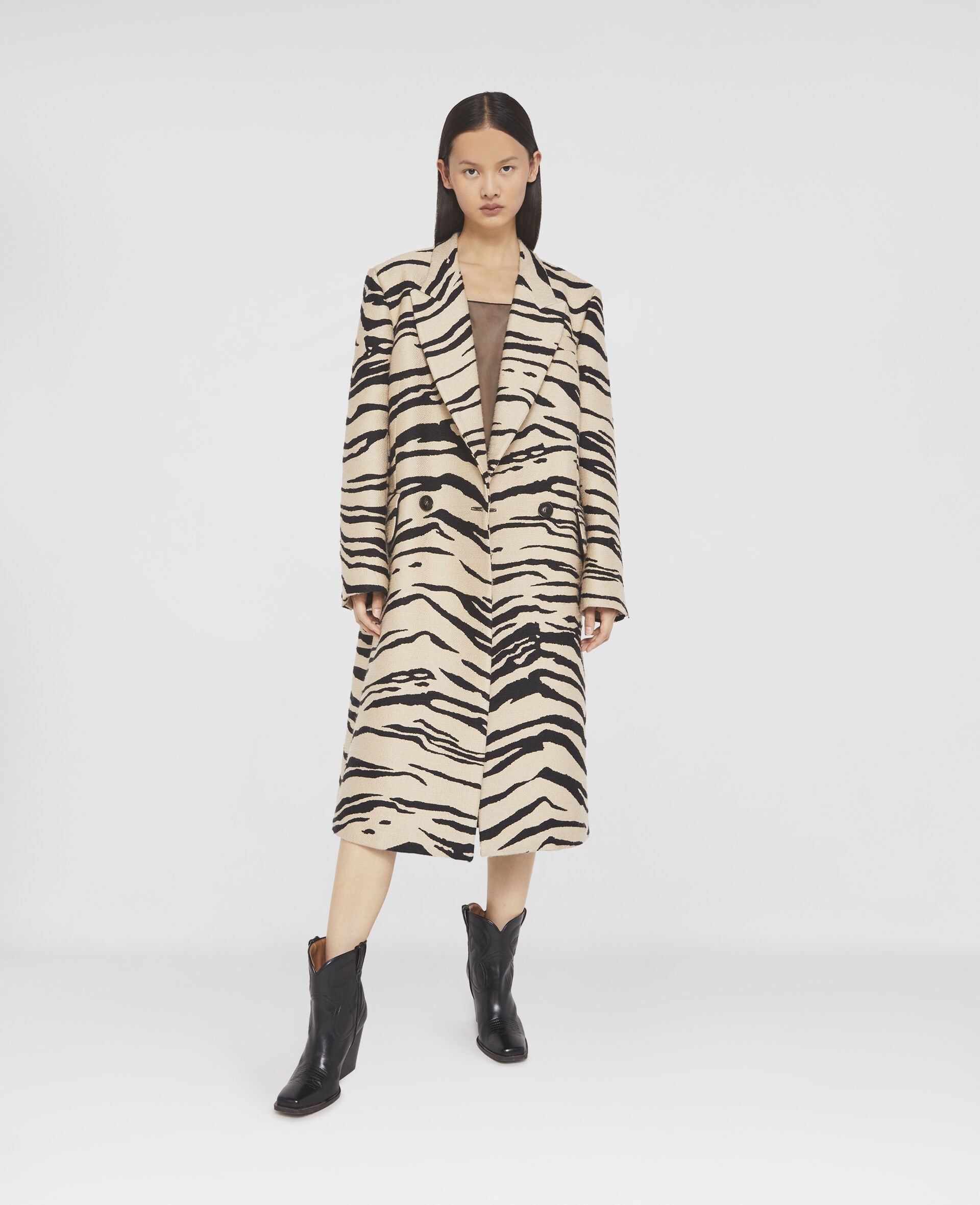Tiger Print Double-Breasted Coat - 2