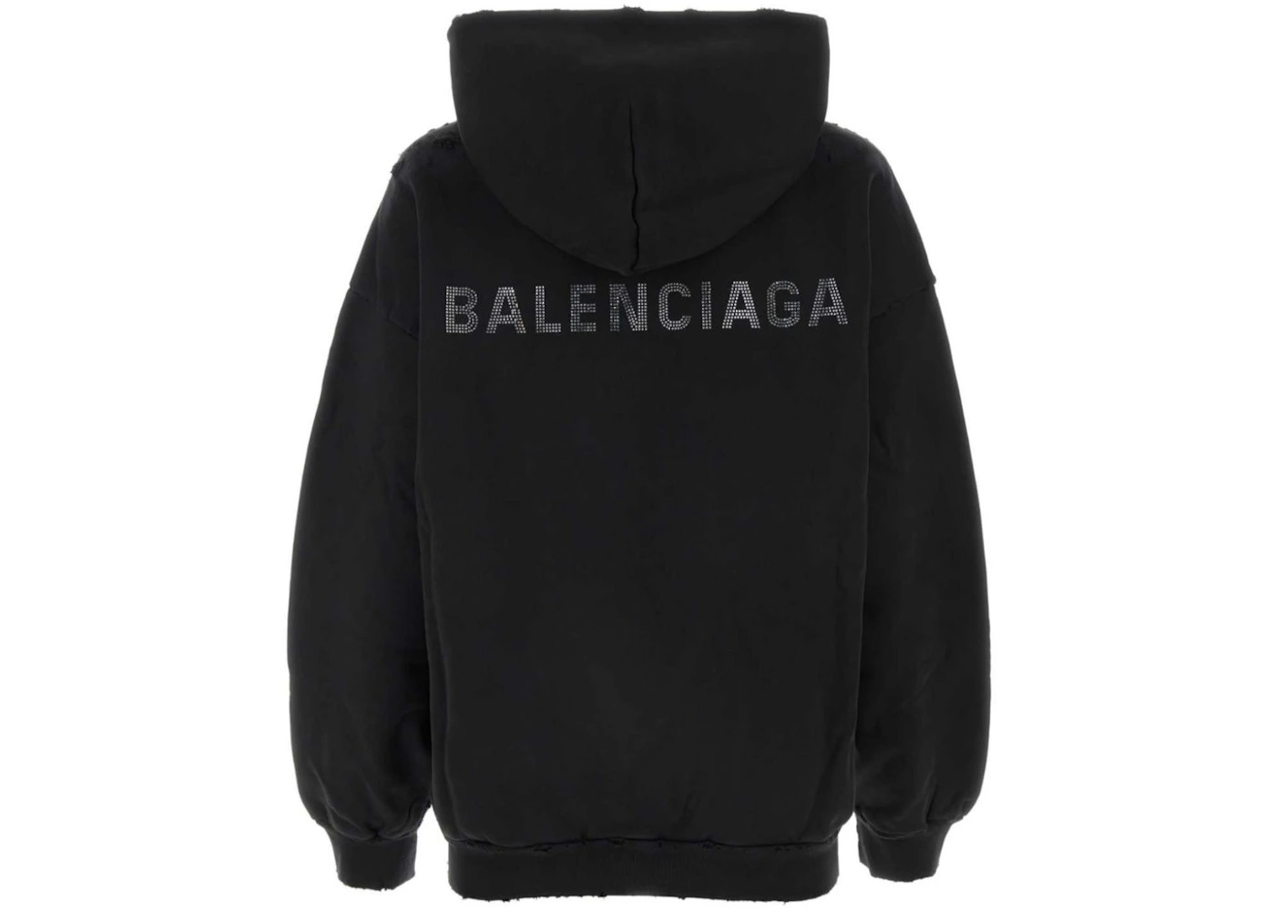Balenciaga Crystal Logo Hoodie Faded Black - 2