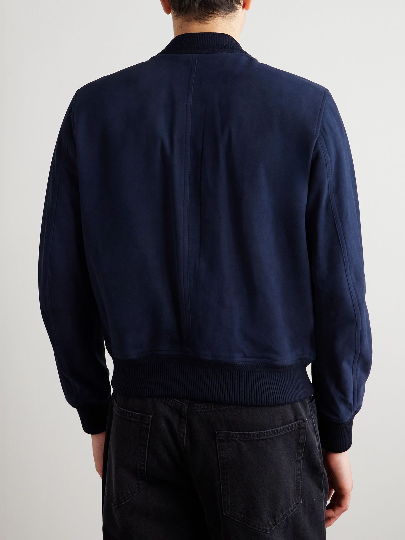 Suede Bomber Jacket Indigo - 4