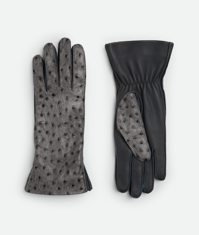 Ostrich-Effect Leather Gloves 1
