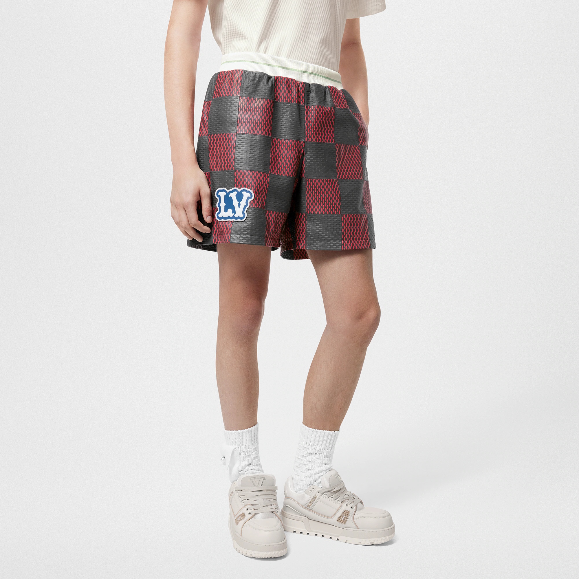 Leather Intarsia Damier Rugby Shorts - 2