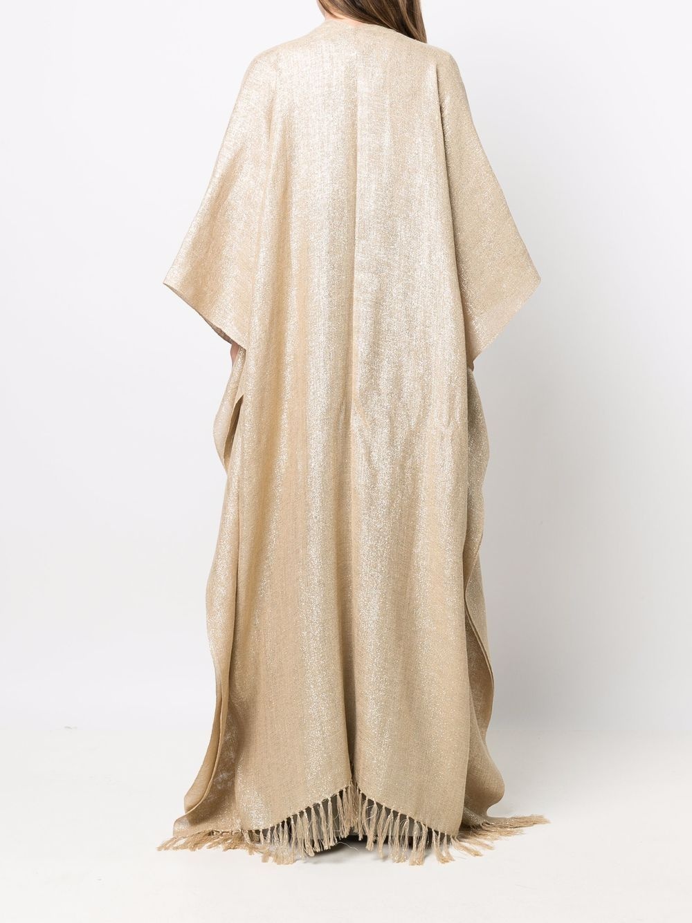 metallic tassel-edge draped poncho - 4