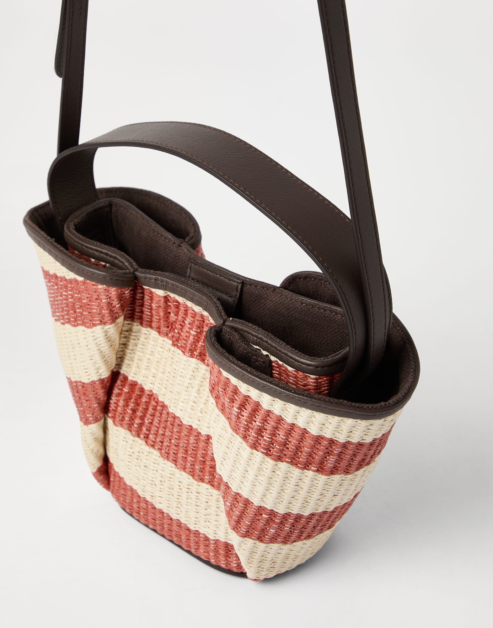 Marina shopper bag in striped techno cotton raffia - 3