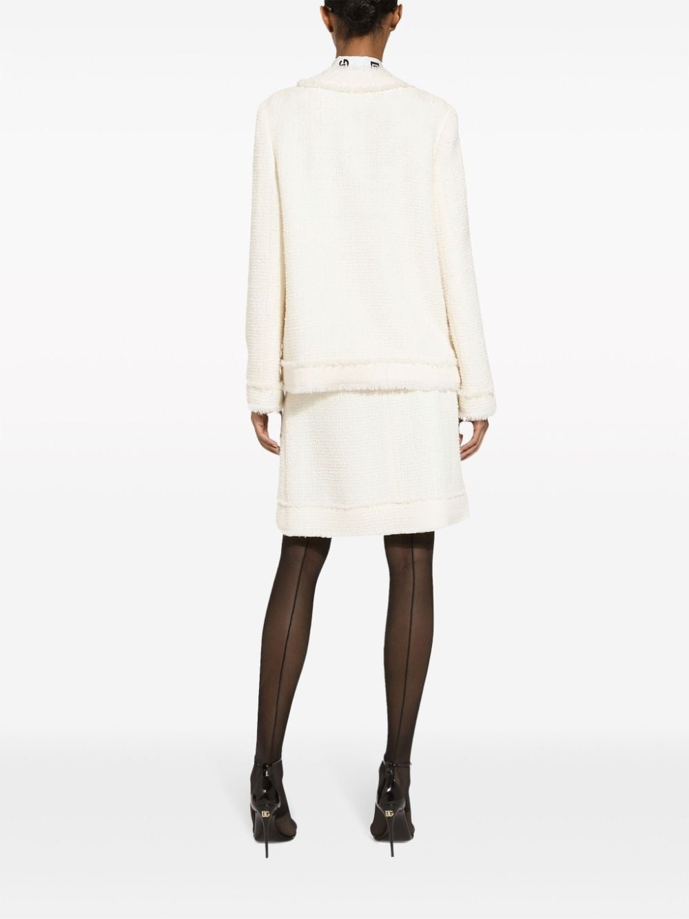 round-neck tweed jacket - 4