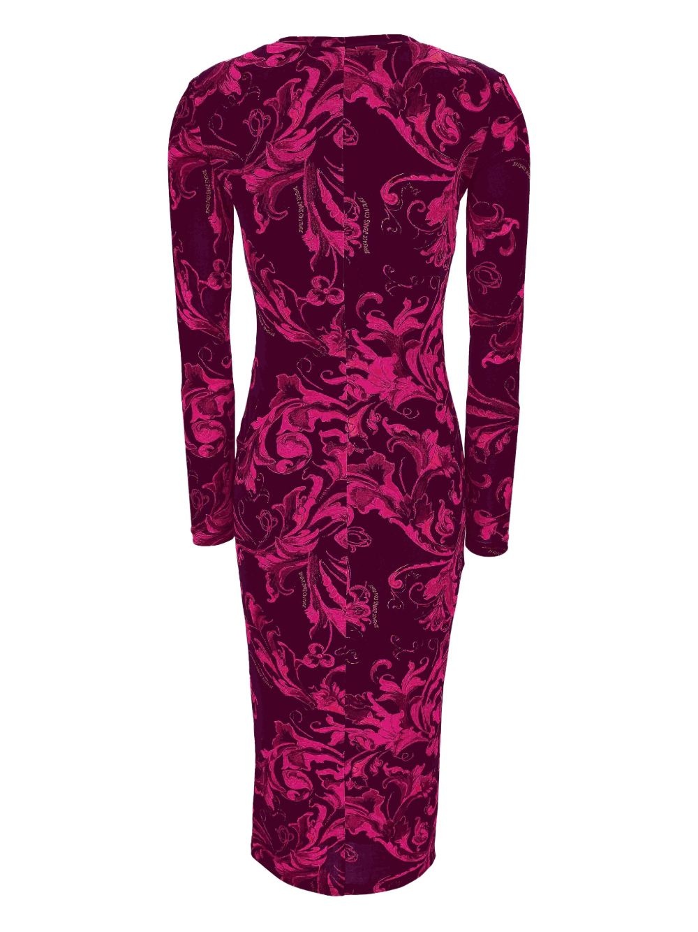 baroque-print long-sleeve midi dress - 3