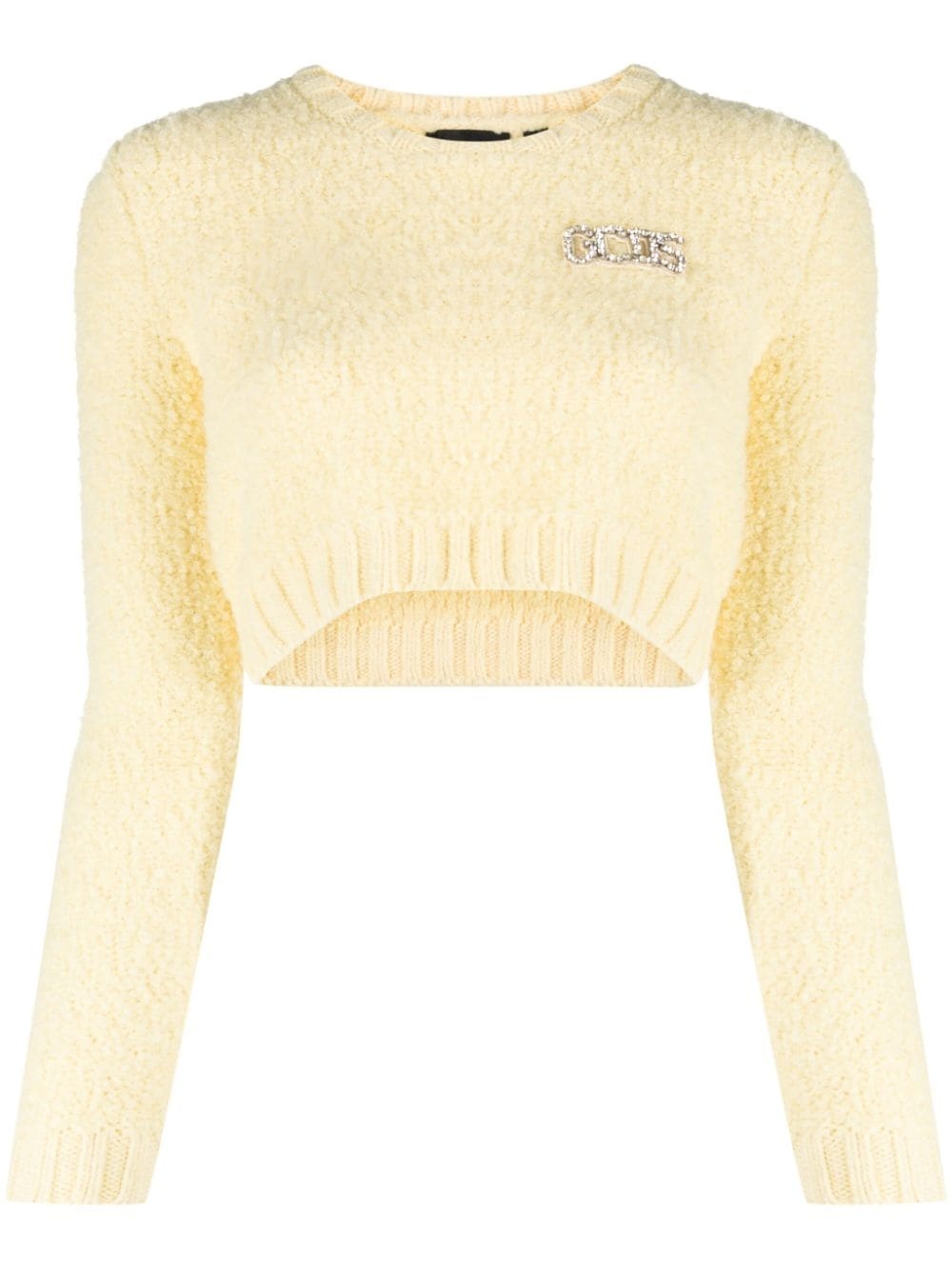 rhinestone-embellished bouclé cropped jumper - 1