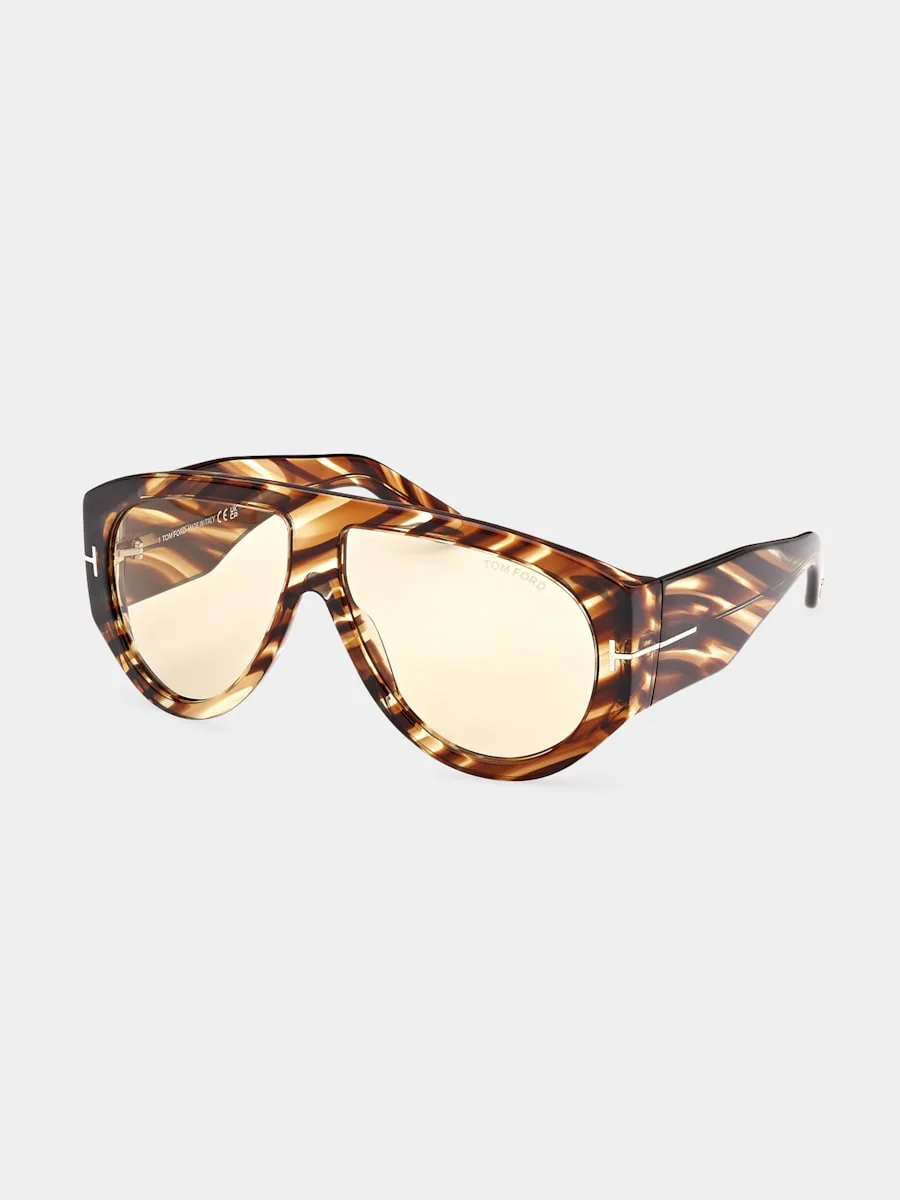 Patterned Round Acetate Sunglasses - 1