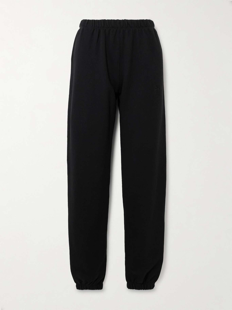 Cotton and modal-blend jersey tapered track pants Black - 1