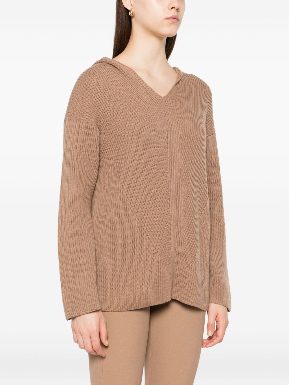 hooded ribbed jumper - 3