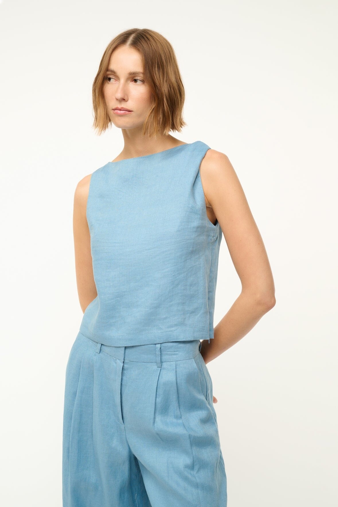 STAUD BOA LINEN TOP SLATE BLUE - 2