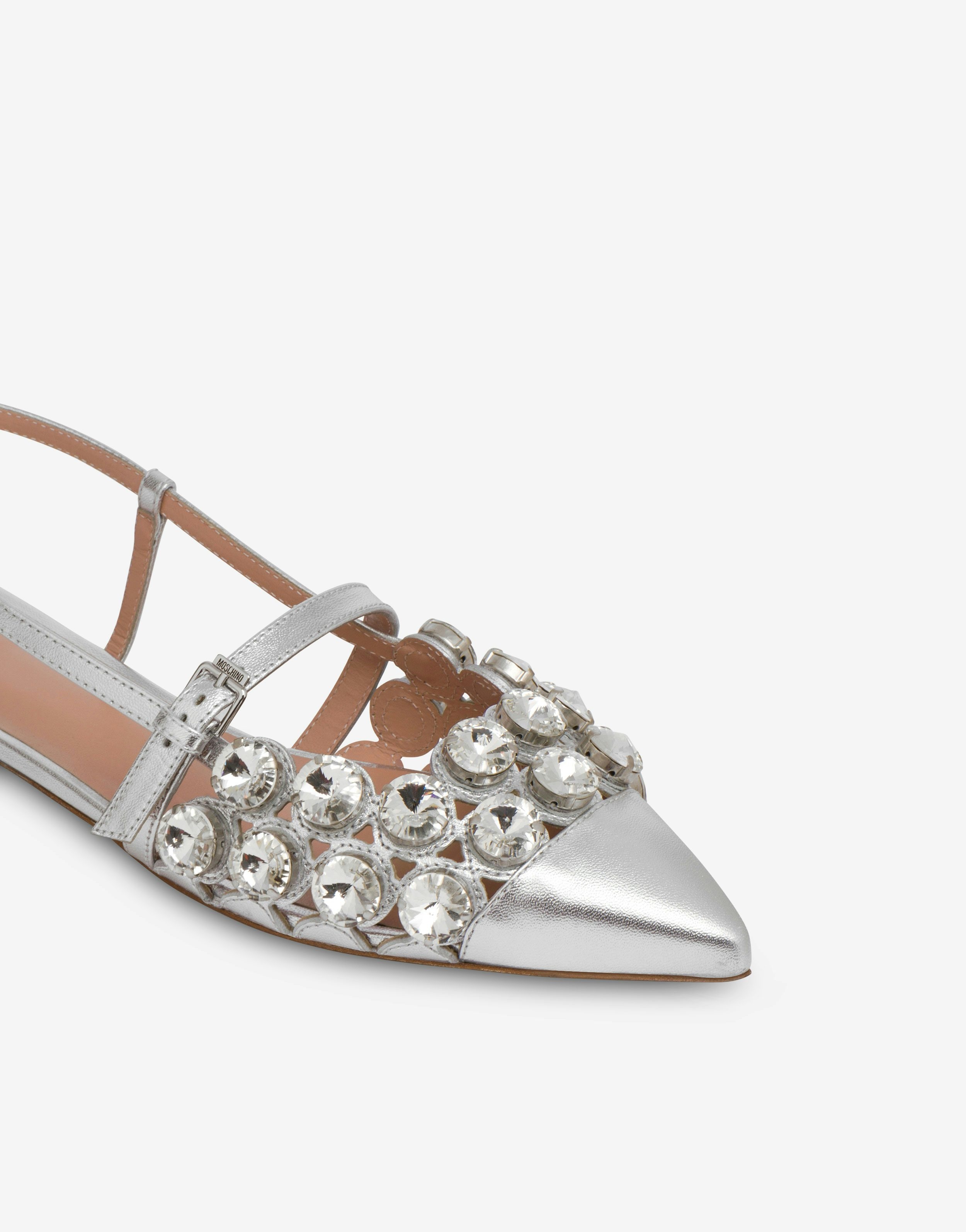 LAMINATED SLINGBACK BALLET FLATS WITH JEWEL STONES - 4