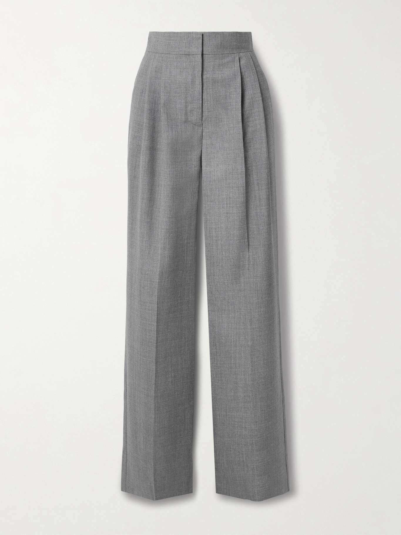 Pleated wool straight-leg pants - 1