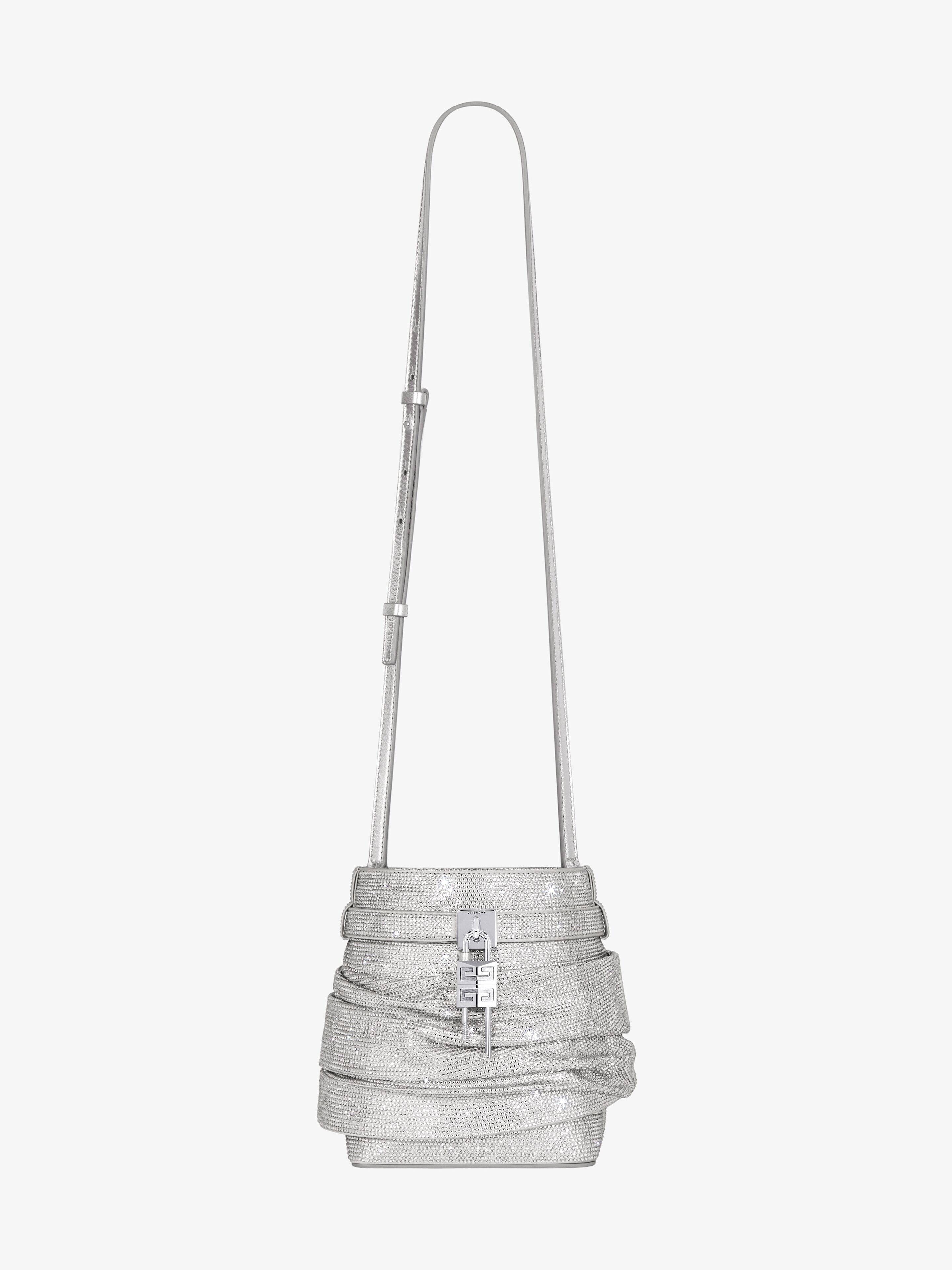 SHARK LOCK BUCKET BAG IN SATIN WITH STRASS - 3