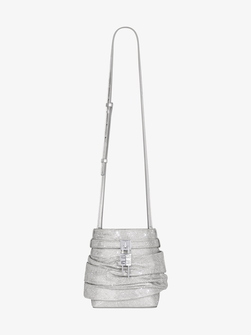 SHARK LOCK BUCKET BAG IN SATIN WITH STRASS 3