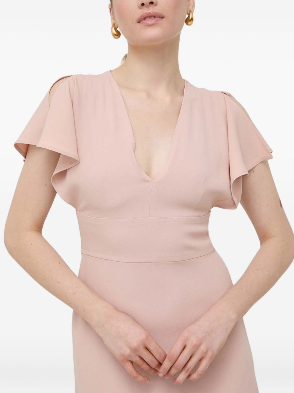 flutter-sleeve V-neck midi dress - 4