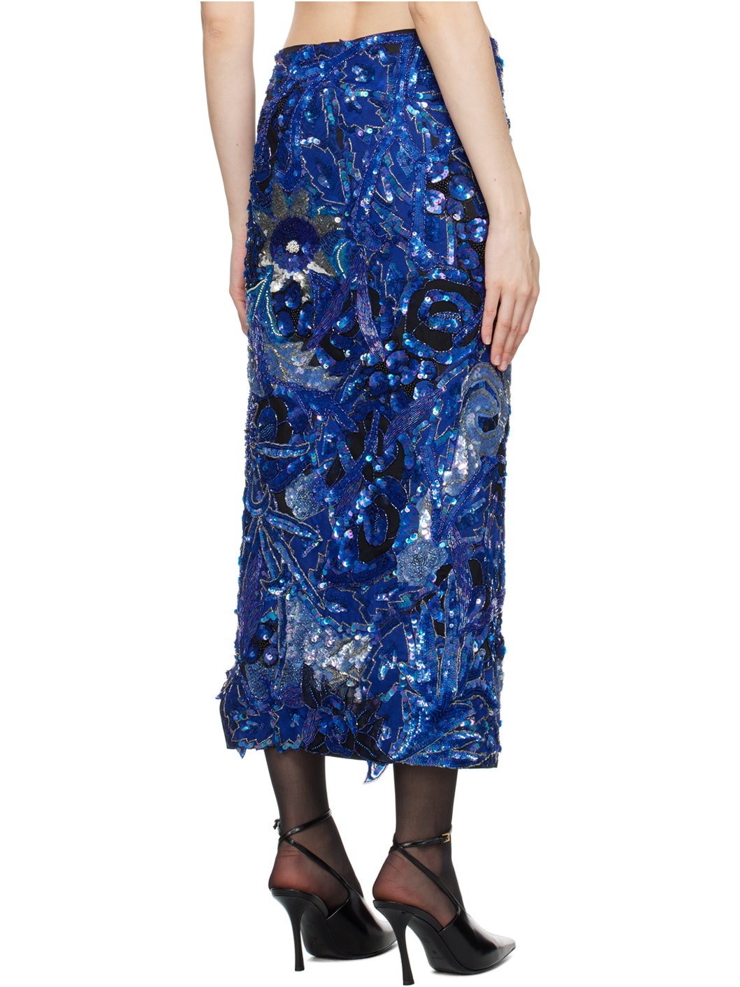 Blue Sequin Maxi Skirt - 3