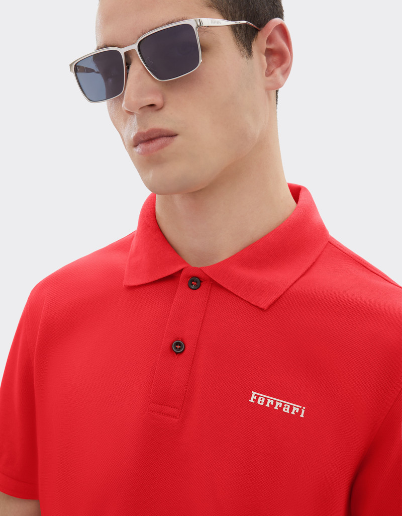 Cotton polo shirt with Ferrari logo 4