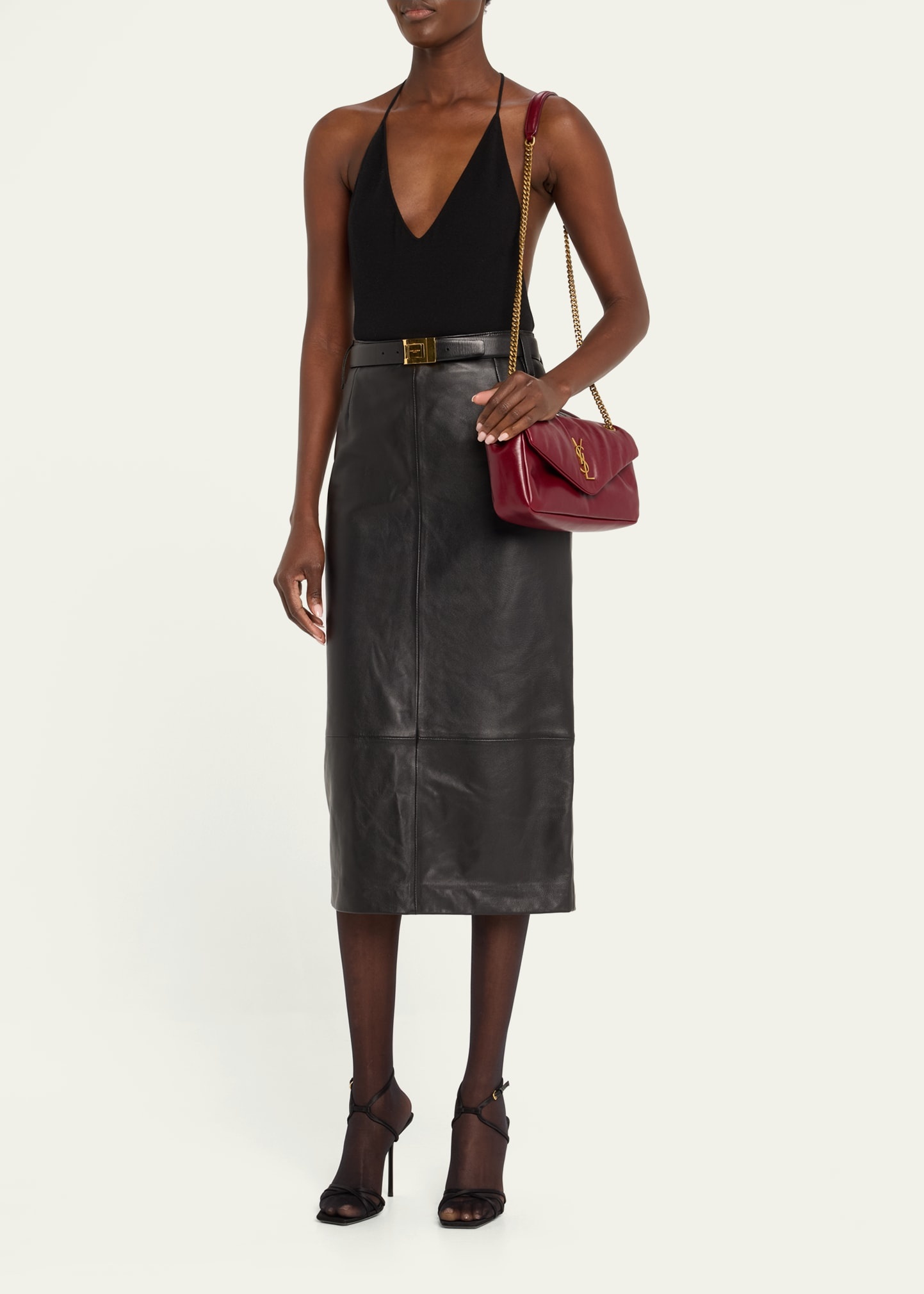 Calypso Small YSL Shoulder Bag in Smooth Padded Leather - 6